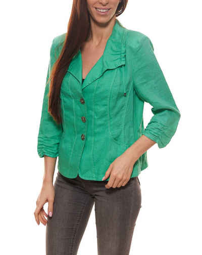 GERRY WEBER Kurzblazer GERRY WEBER Blazer stylischer Damen Freizeit-Blazer aus reinem Leinen Mode-Jacke Grün