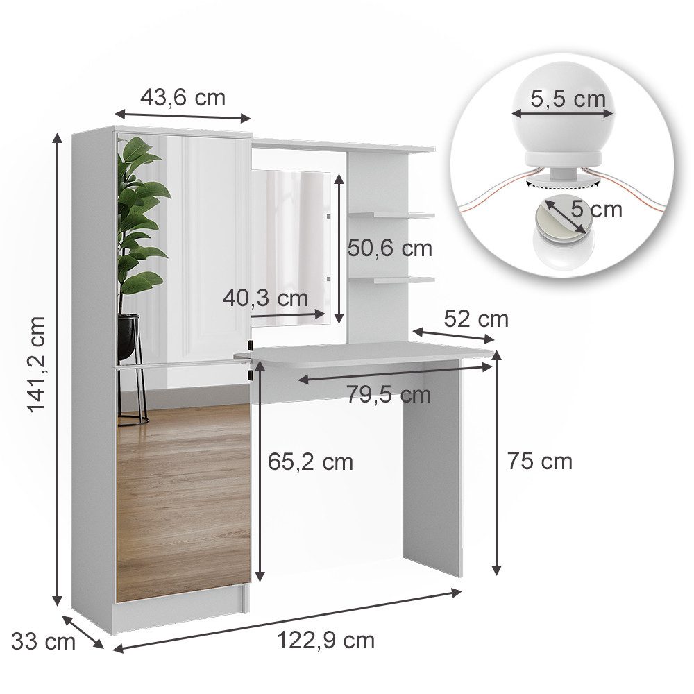 Vicco Schminktisch Jasmin, Weiß, 123 x günstig online kaufen