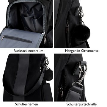TAN.TOMI Cityrucksack Modischer Damen-Rucksack mit Diebstahlschutz, mit 3 Tragevarianten, Vintage-Design Daypack Modern Cityrucksack für Reisen Arbeit