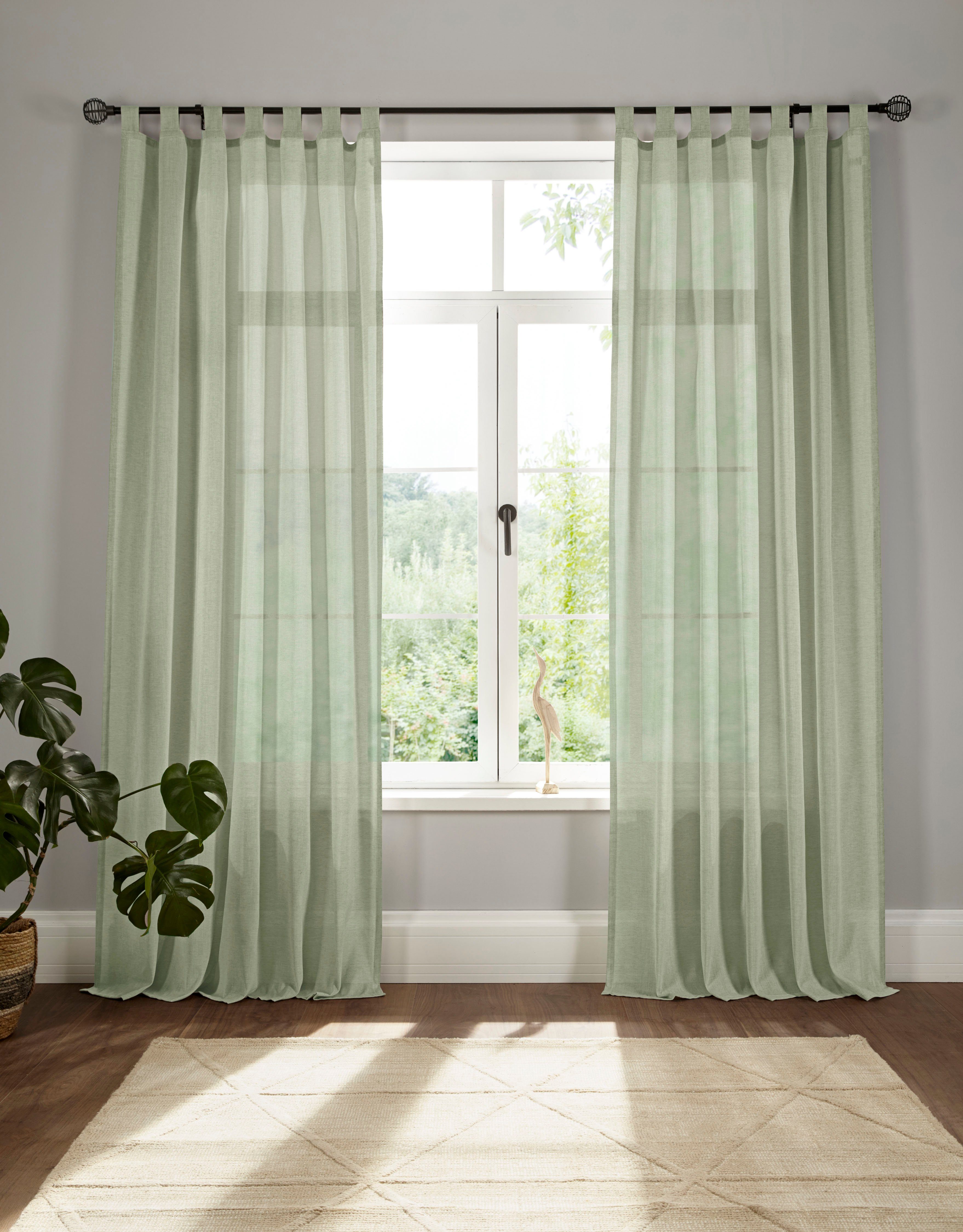 OTTO home Vorhang Elby 1 (1 St), Schlaufen, halbtransparent, Jacquard, transparent, basic, monochrom, bis 295 cm Länge