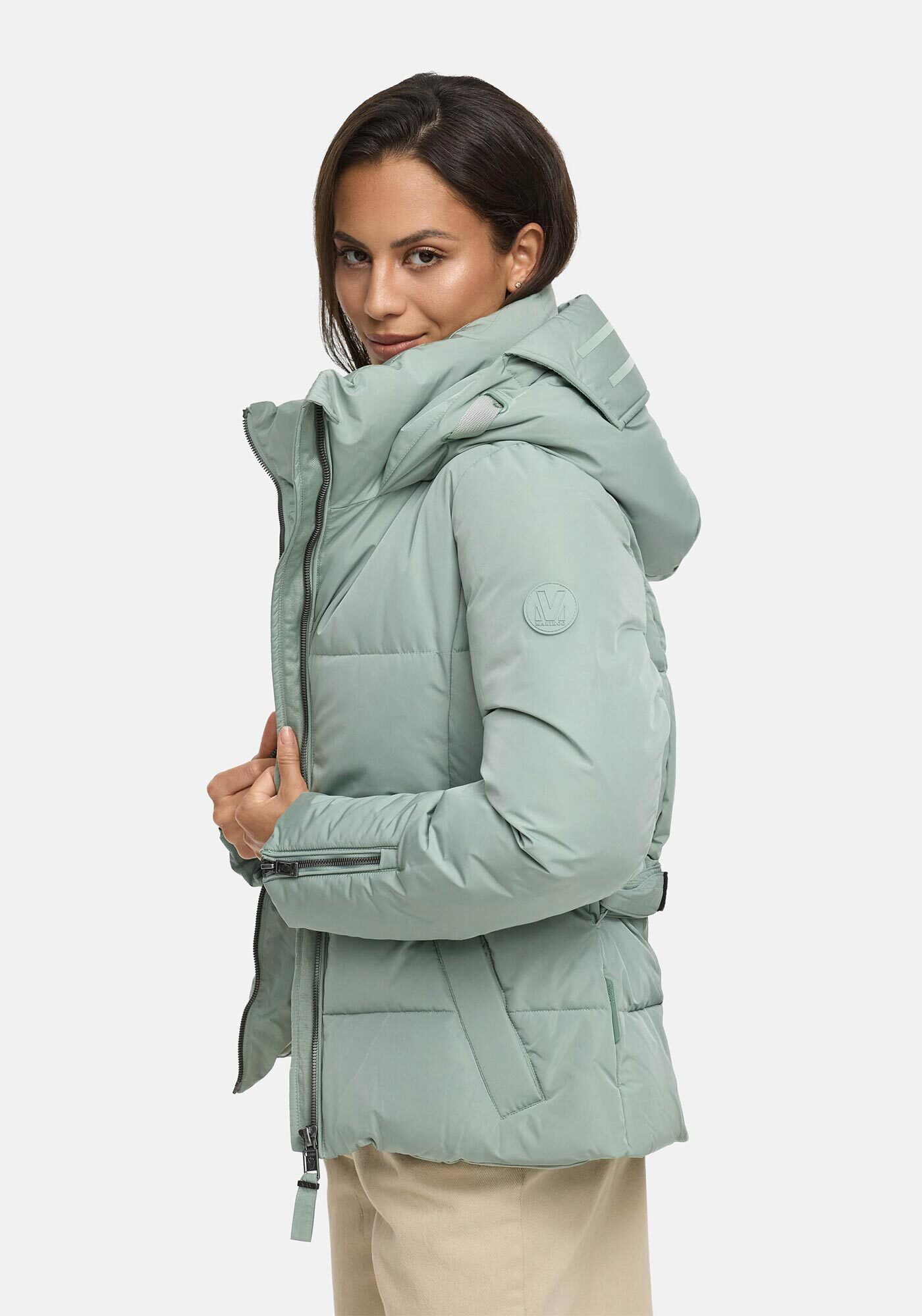 Marikoo Winterjacke Aleynaa mit extra hohem Kragen und elastischem Taillengürtel