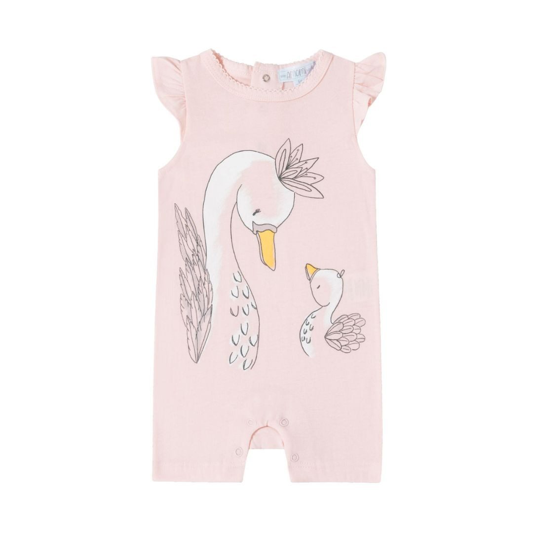 suebidou Kurzoverall Strampler Pyjama für Babys/Kleinkinder mit süßem Print rosa Print