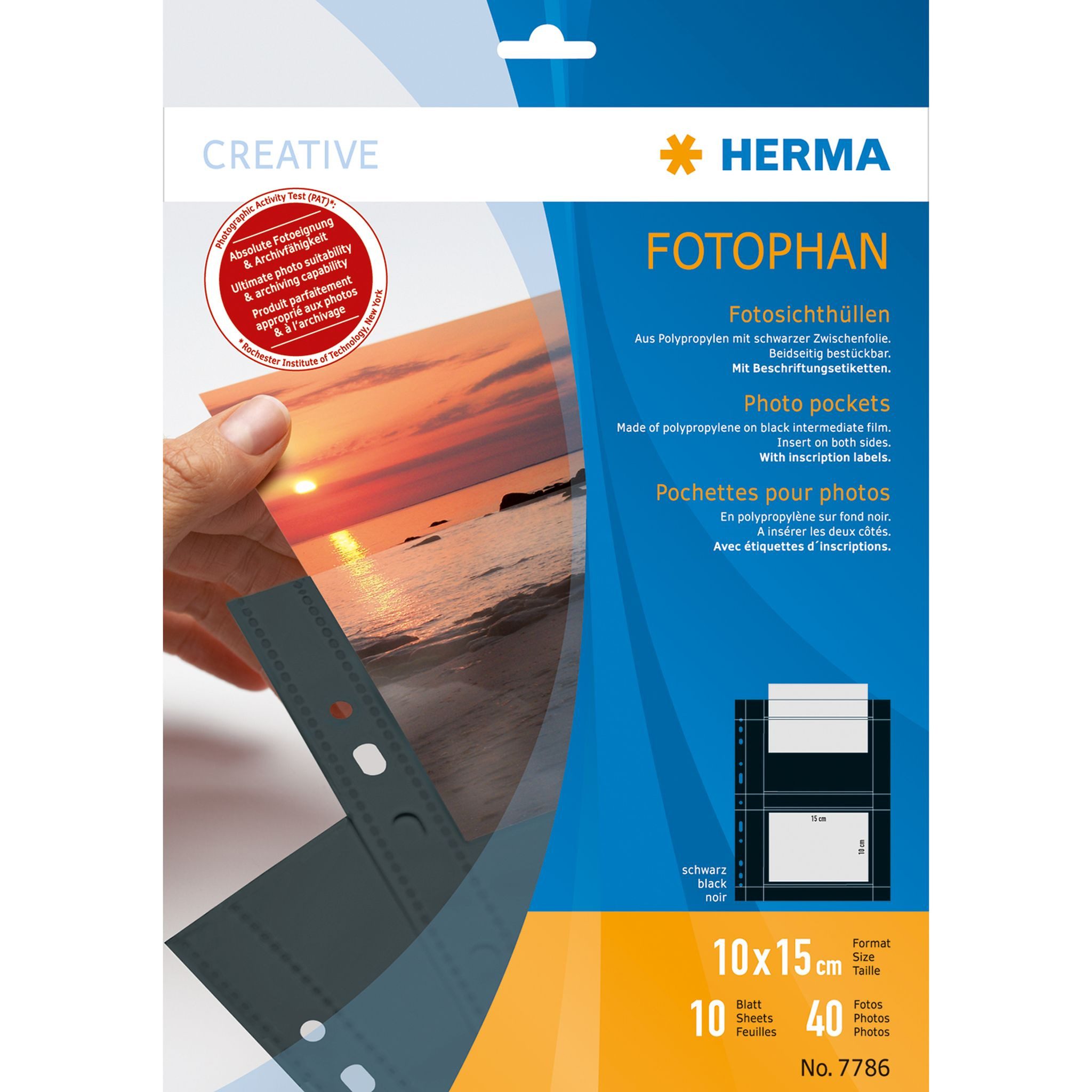 HERMA Fotoalbum Herma FOTOPHAN Fotosichthüllen PP für Fotos 10 x 15 cm quer schwarz