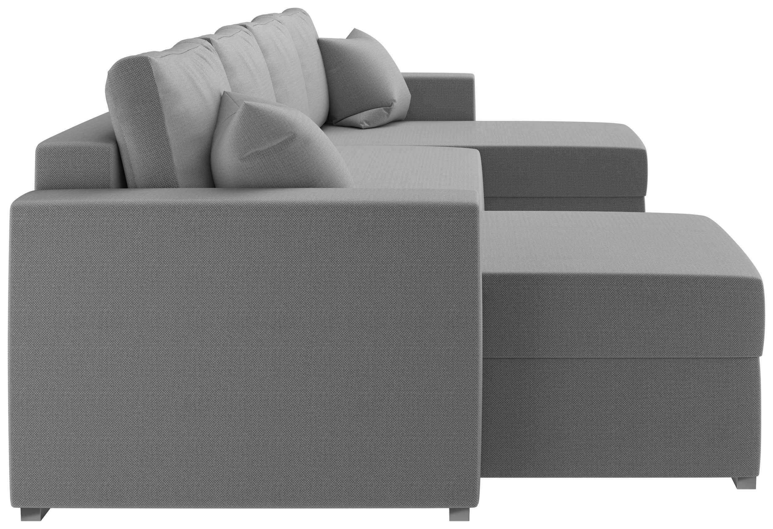 Stylefy Wohnlandschaft Rubicon, stellbar, Sitzkomfort, Klassisch Bettkasten, frei im Kissen, mit und Raum U-Form, Bettfunktion inklusive Sofa, Design