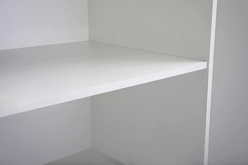 MOEBLO Kleiderschrank LABI (Schiebtüren Schlafzimmer Wohnzimmerschrank mit Lamellen und Spiegel, Schwebetürenschrank 2-türig Schrank mit Einlegeböden und Kleiderstange) (BxHxT): 150x200x61 cm