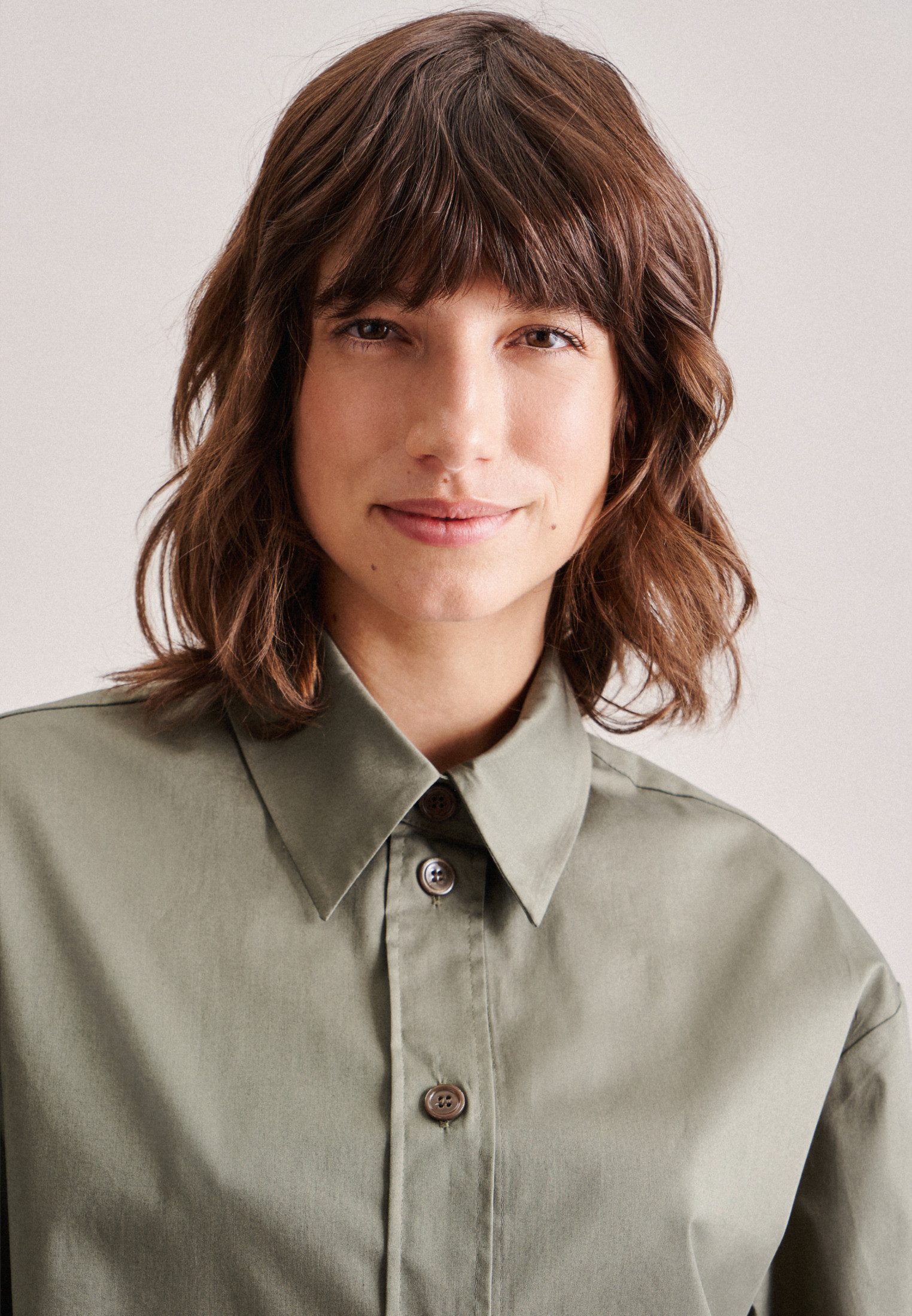 seidensticker Hemdbluse Schwarze Rose Kurzarm Kragen Uni