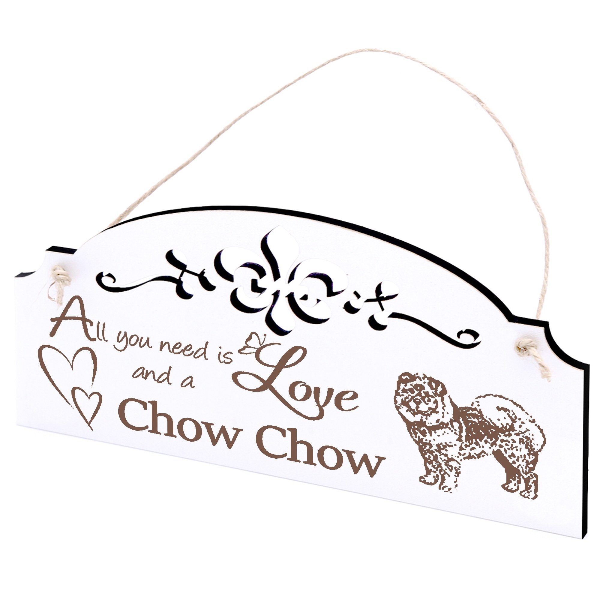 Dekolando Hängedekoration Chow Chow Deko 20x10cm All you need is Love