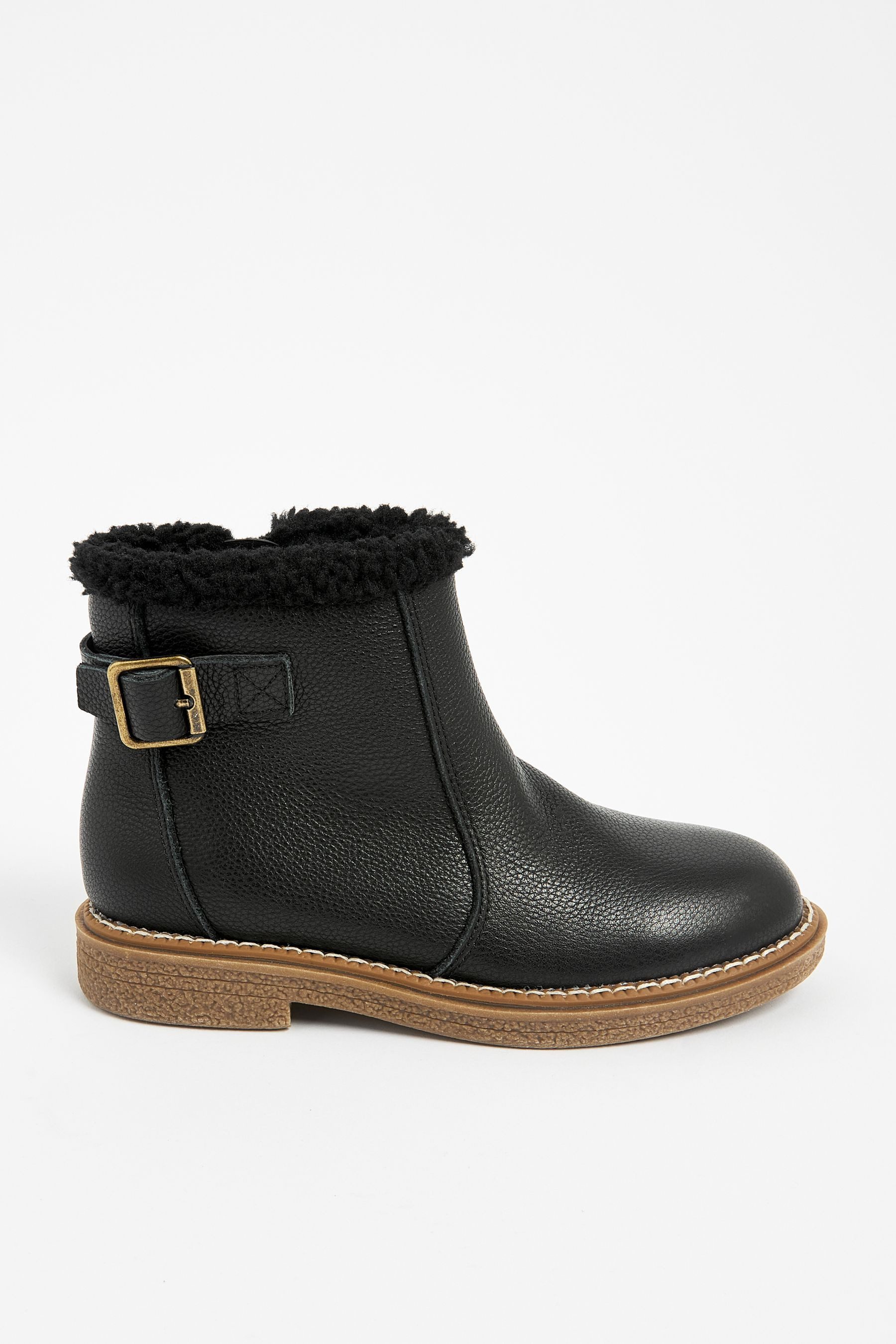 Lederstiefeletten mit Schnalle Stiefelette