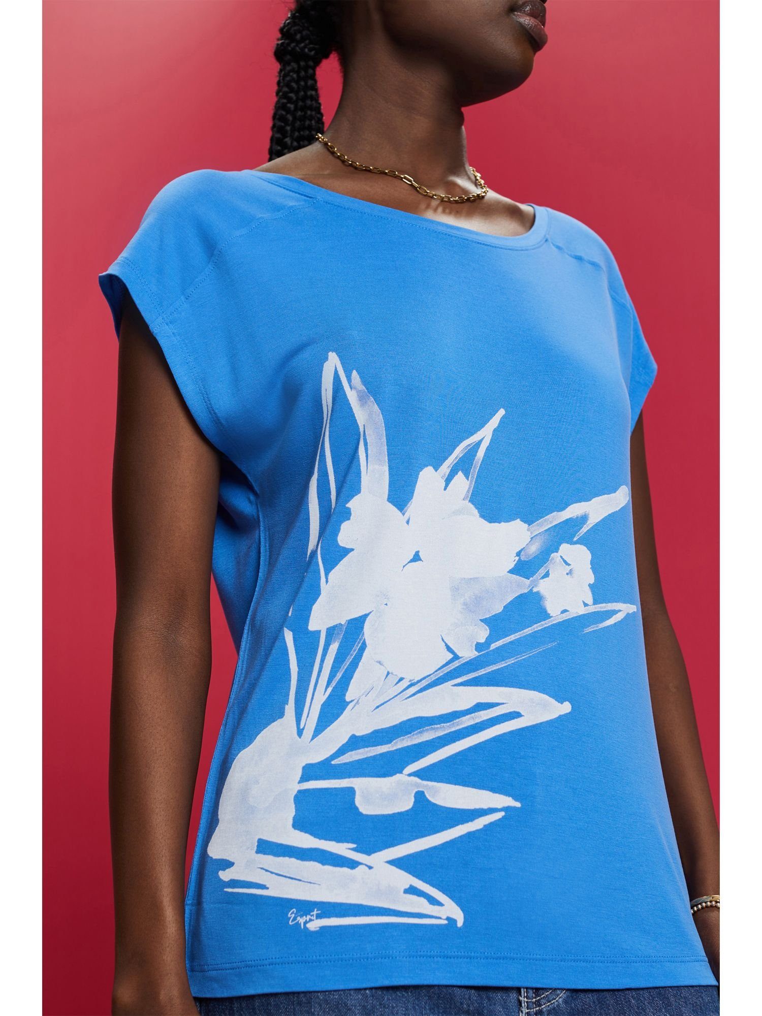 T-Shirt BLUE Print, ECOVERO™ mit Esprit BRIGHT T-Shirt Collection (1-tlg) LENZING™