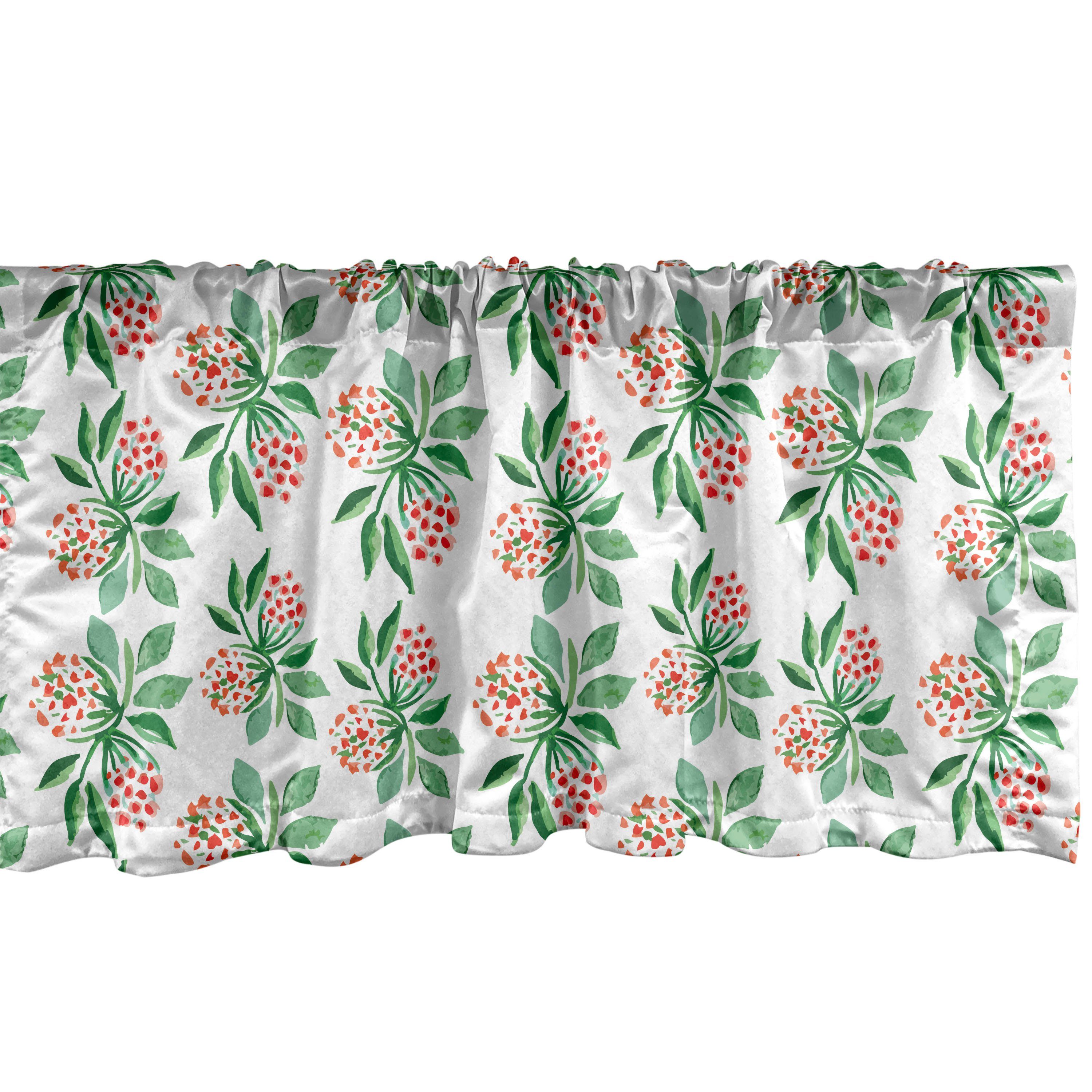 Scheibengardine Vorhang Volant für Küche Schlafzimmer Dekor mit Stangentasche, Abakuhaus, Microfaser, Blumen Blüten-Blumen-Blätter-Kunst