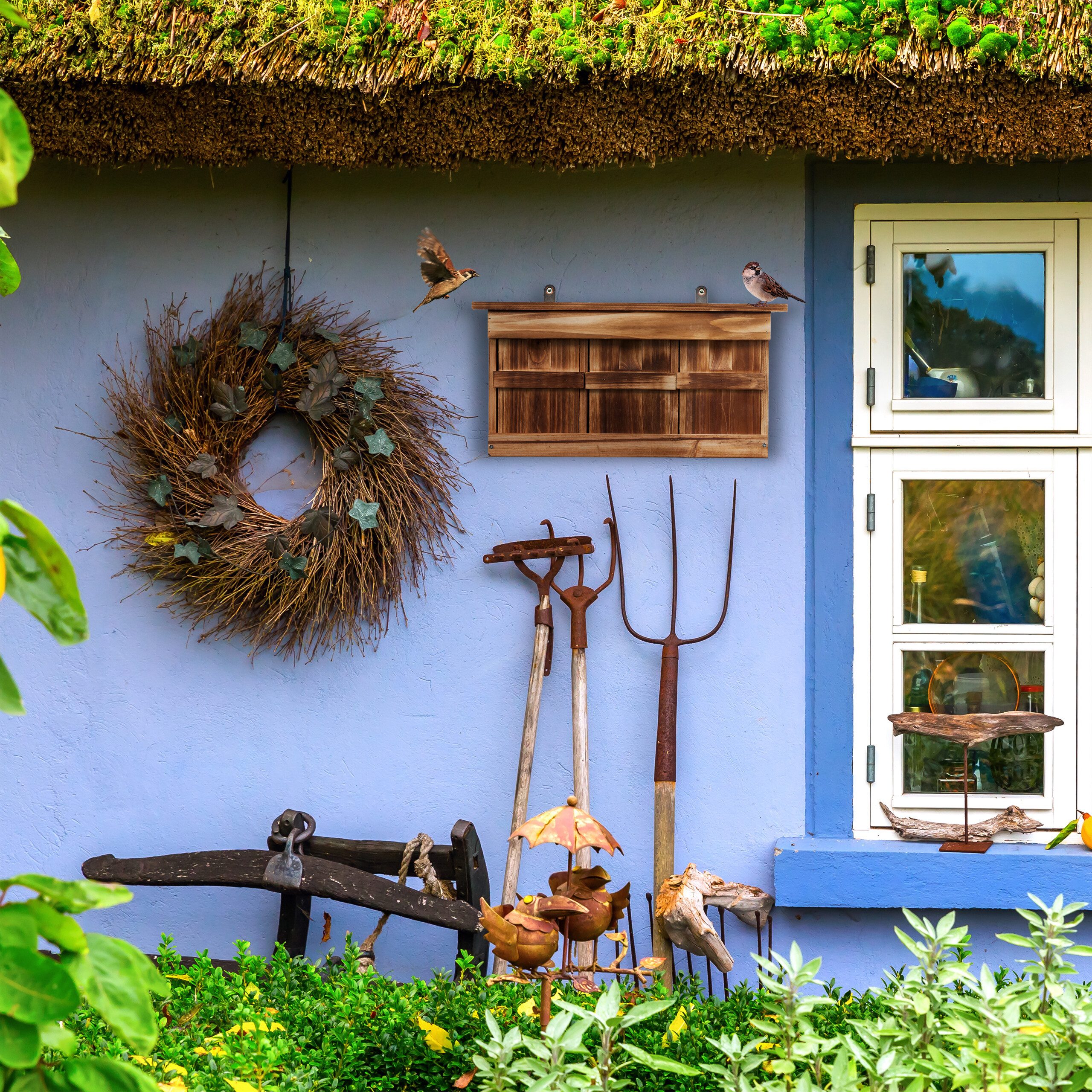 Thumbnail - relaxdays Vogelhaus Nistkasten für Spatzen, geflammt