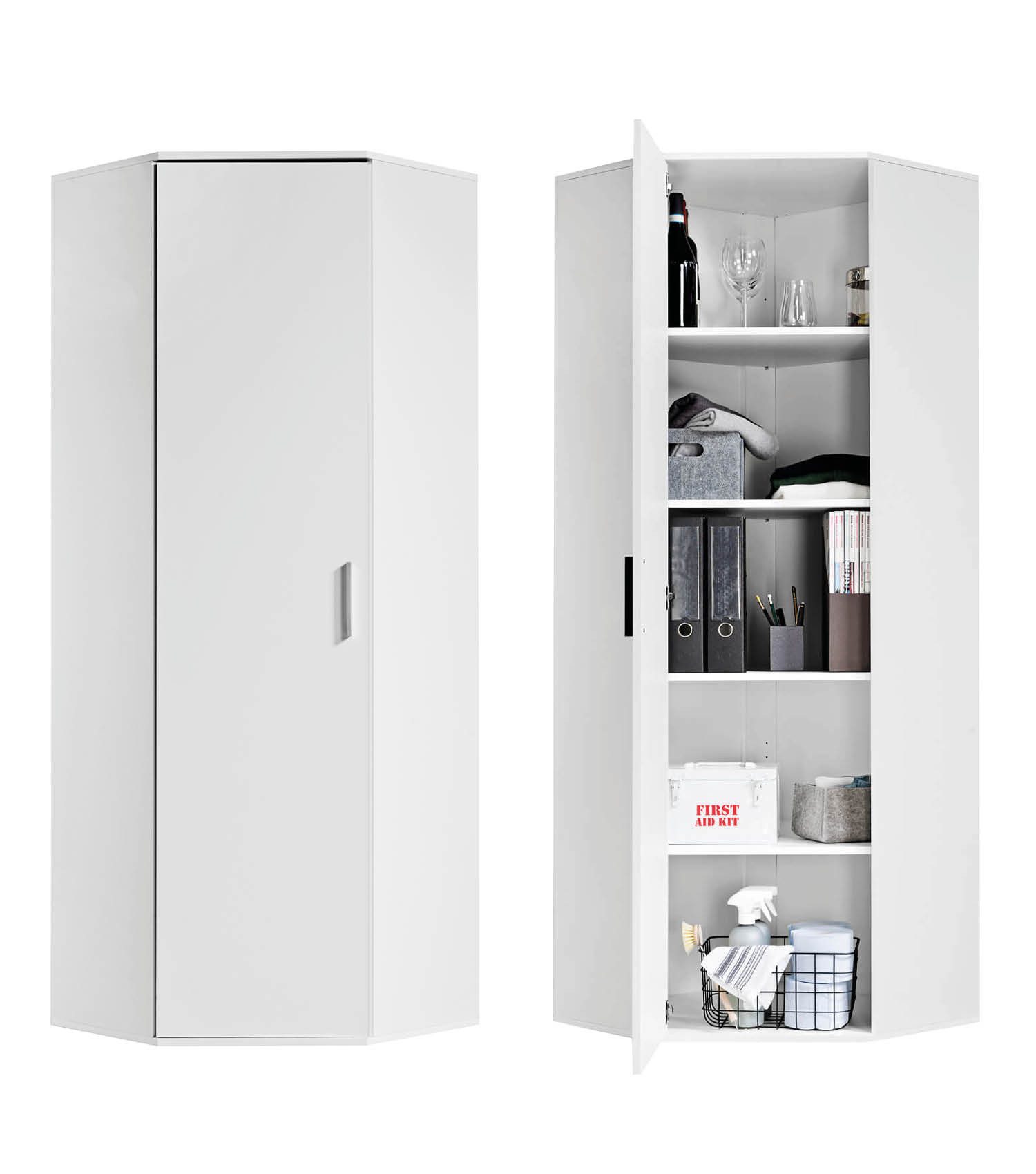 mokebo Mehrzweckschrank Der Lange Eckschrank (64x180 cm, mit 4 Einlegeböden) Eckschrank, Aktenschrank, Schuhschrank & Schrank in Weiß