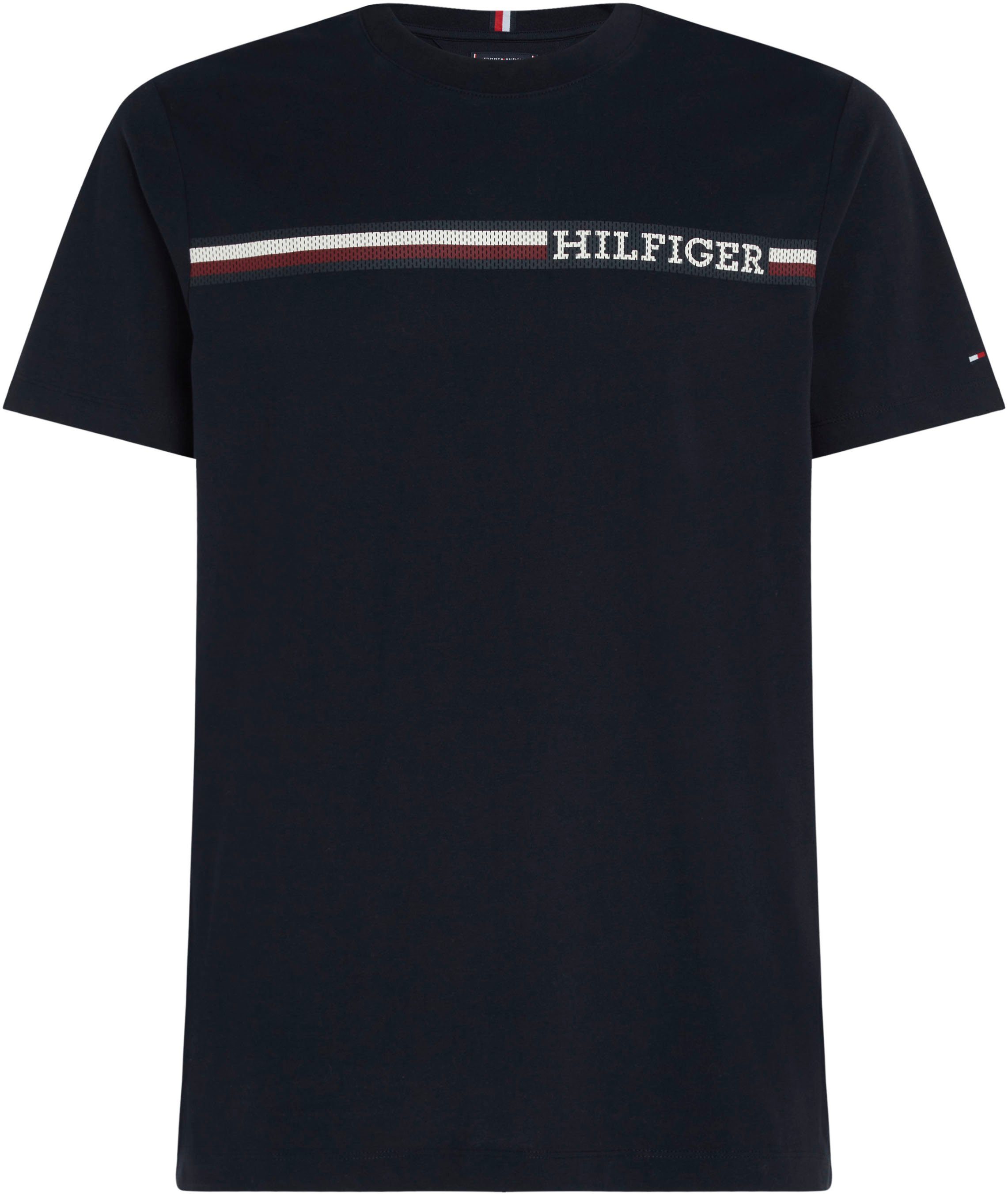 Tommy Hilfiger T-Shirt MONOTYPE Sky CHEST Desert STRIPE Markenlogo TEE mit