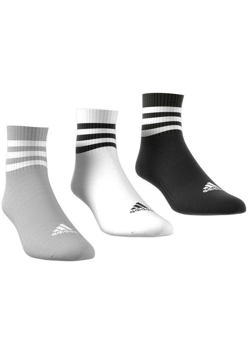 adidas Performance Sportsocken 3STREIFEN CUSHIONED SPORTSWEAR MIDCUT SOCKEN, 3 PAAR (3-Paar)