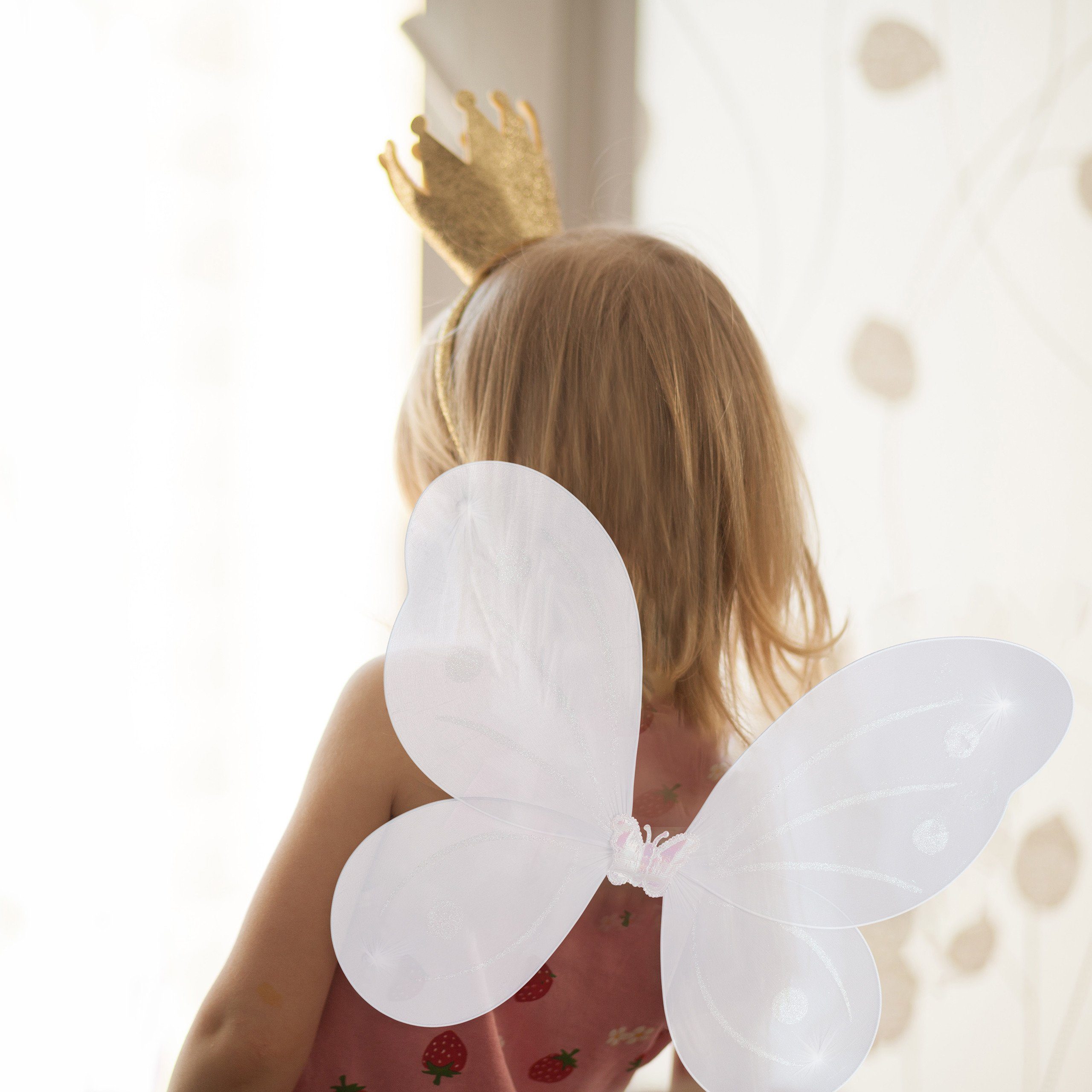 relaxdays Feen-Kostüm 10 x Feenflügel mit Zauberstab weiß