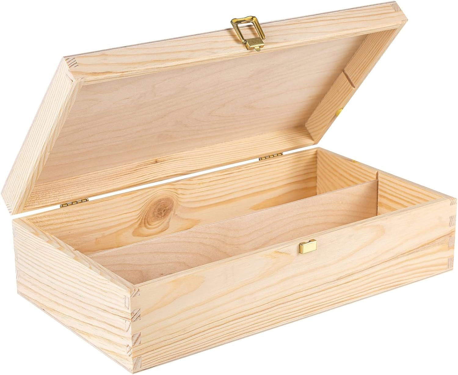 Creative Deco Weinkiste Holzkiste Weinbox für 2 Flaschen mit Deckel und Verschluss, Hochwertiger Verschluss