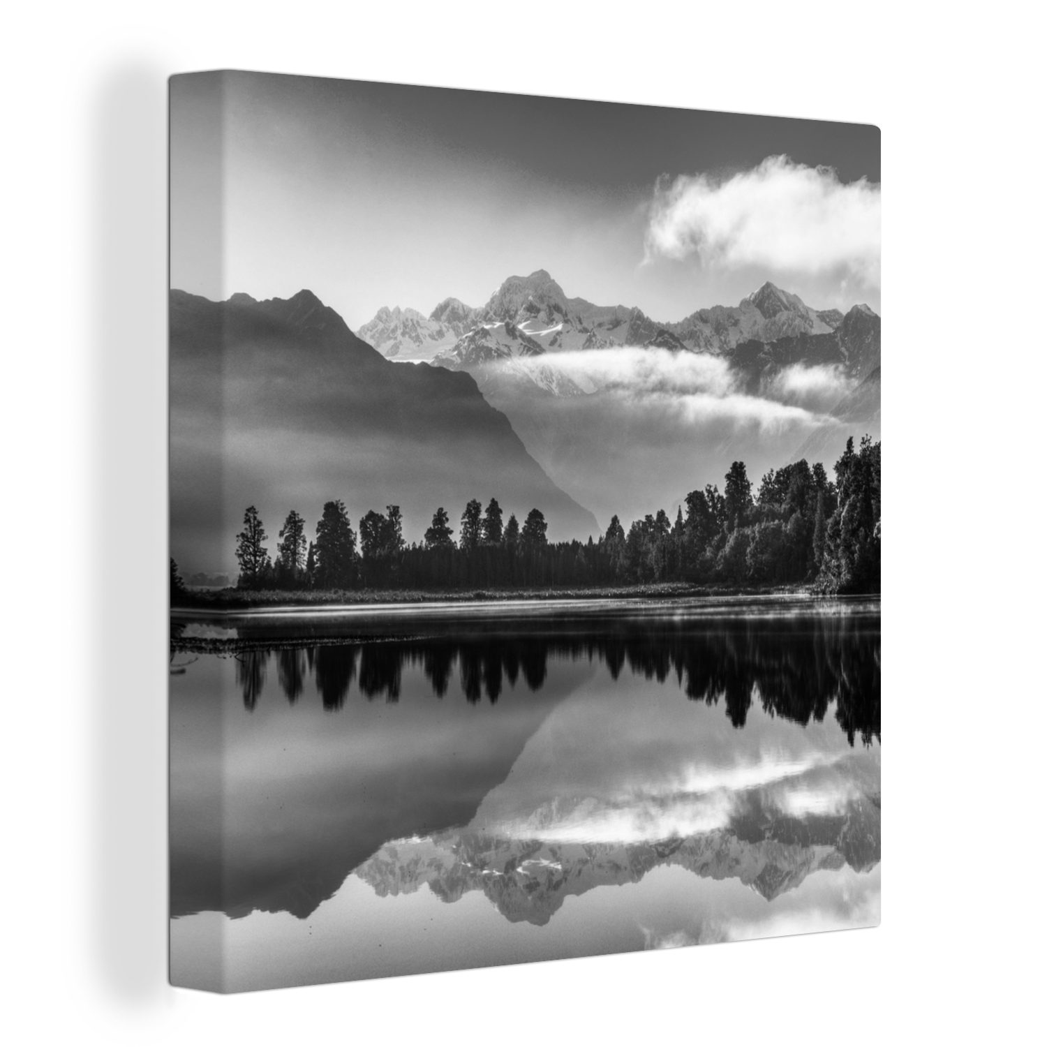 OneMillionCanvasses® Leinwandbild Neuseeland - Reflexion - Berg, (1 St), Leinwand Bilder für Wohnzimmer Schlafzimmer | Leinwandbilder