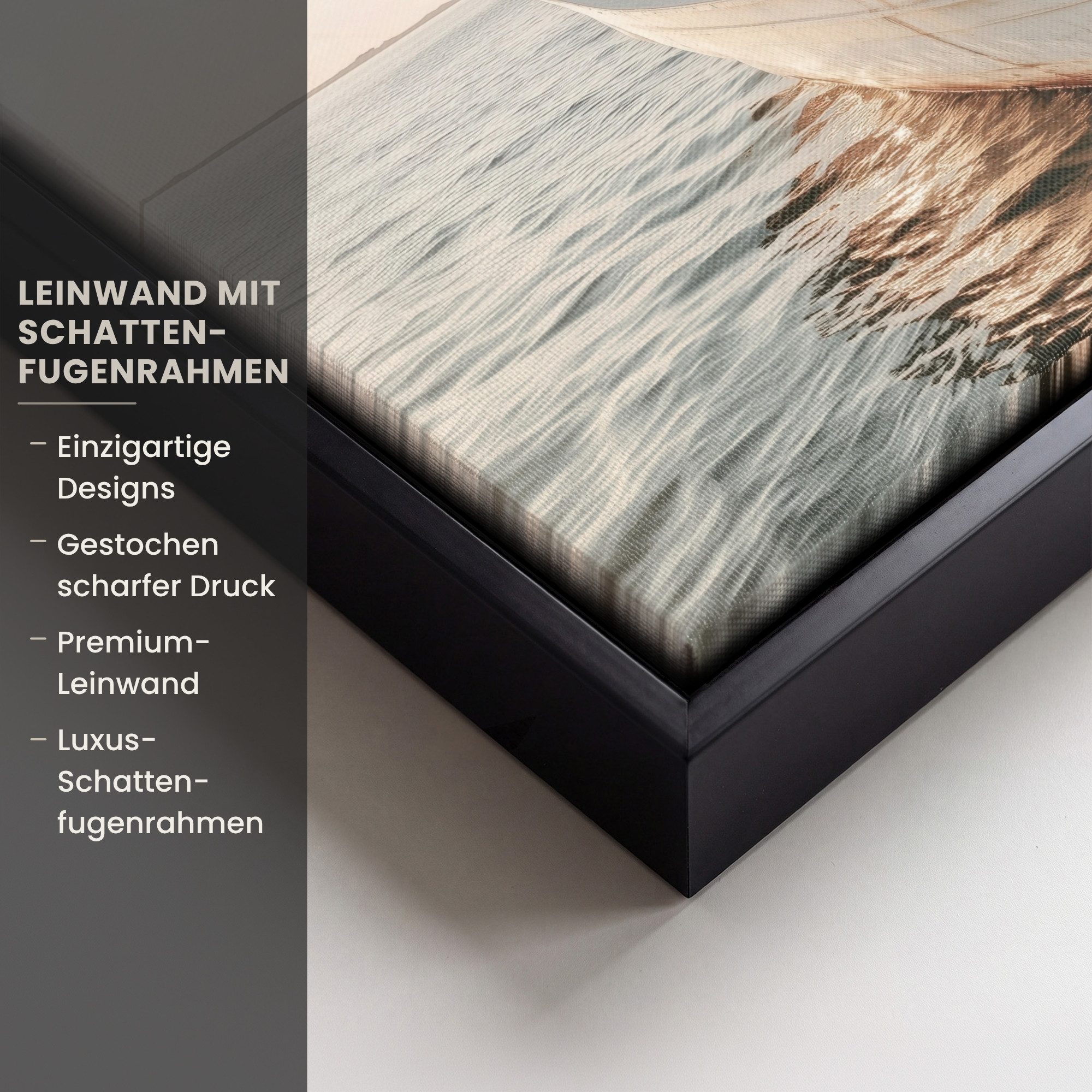 OneMillionCanvasses® Leinwandbild mit Rahmen - Segelboot - Meer - Beige - Sonne, Fotodruck (1 St), Leinwand Bilder Klein, Wand Dekoration Aesthetic 20x20cm – Bild 3 von 5