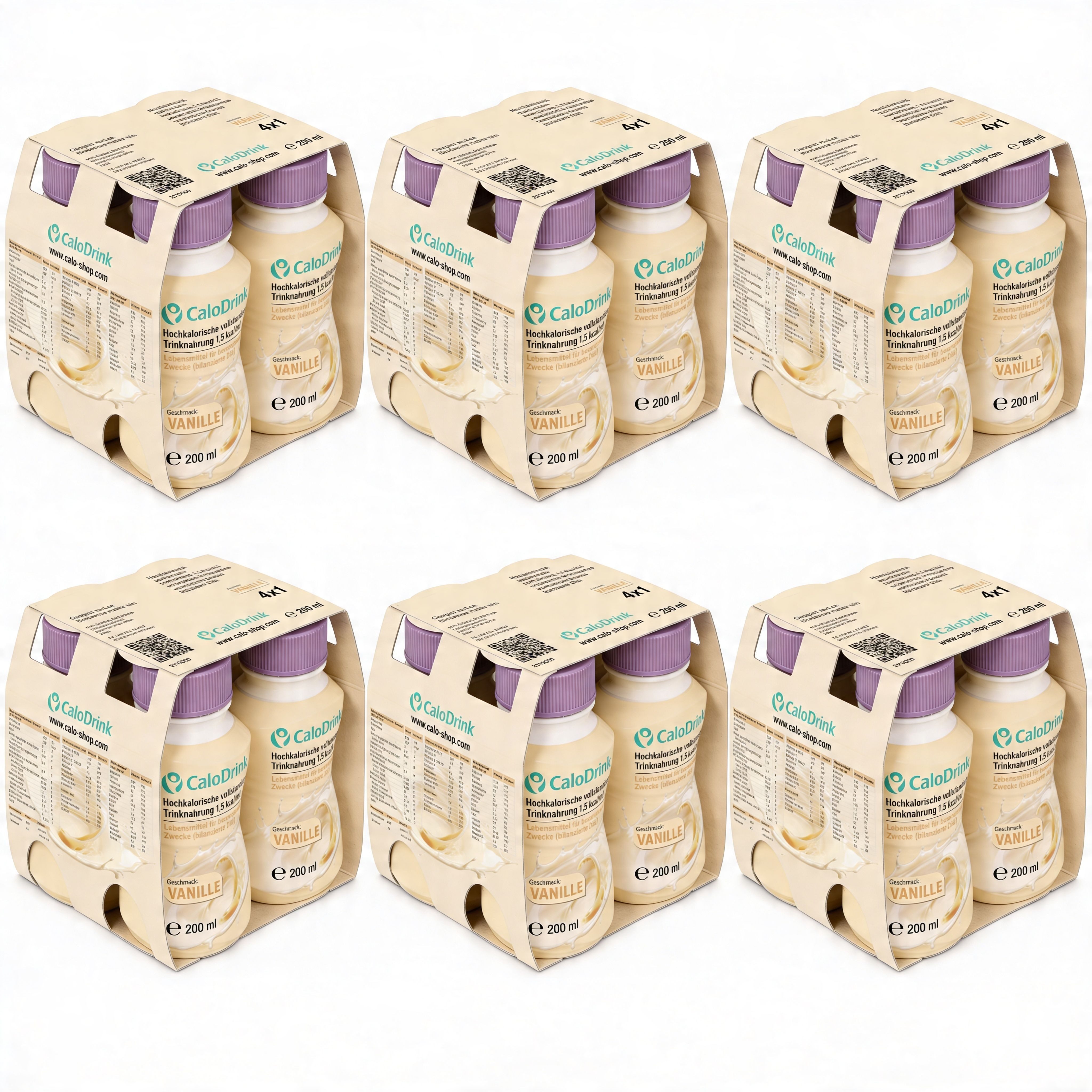 CaloDrink Hochkalorische Trinknahrung 300 kcal pro Drink Vanille+Erdbeere Flüssigkeit, 4800 ml