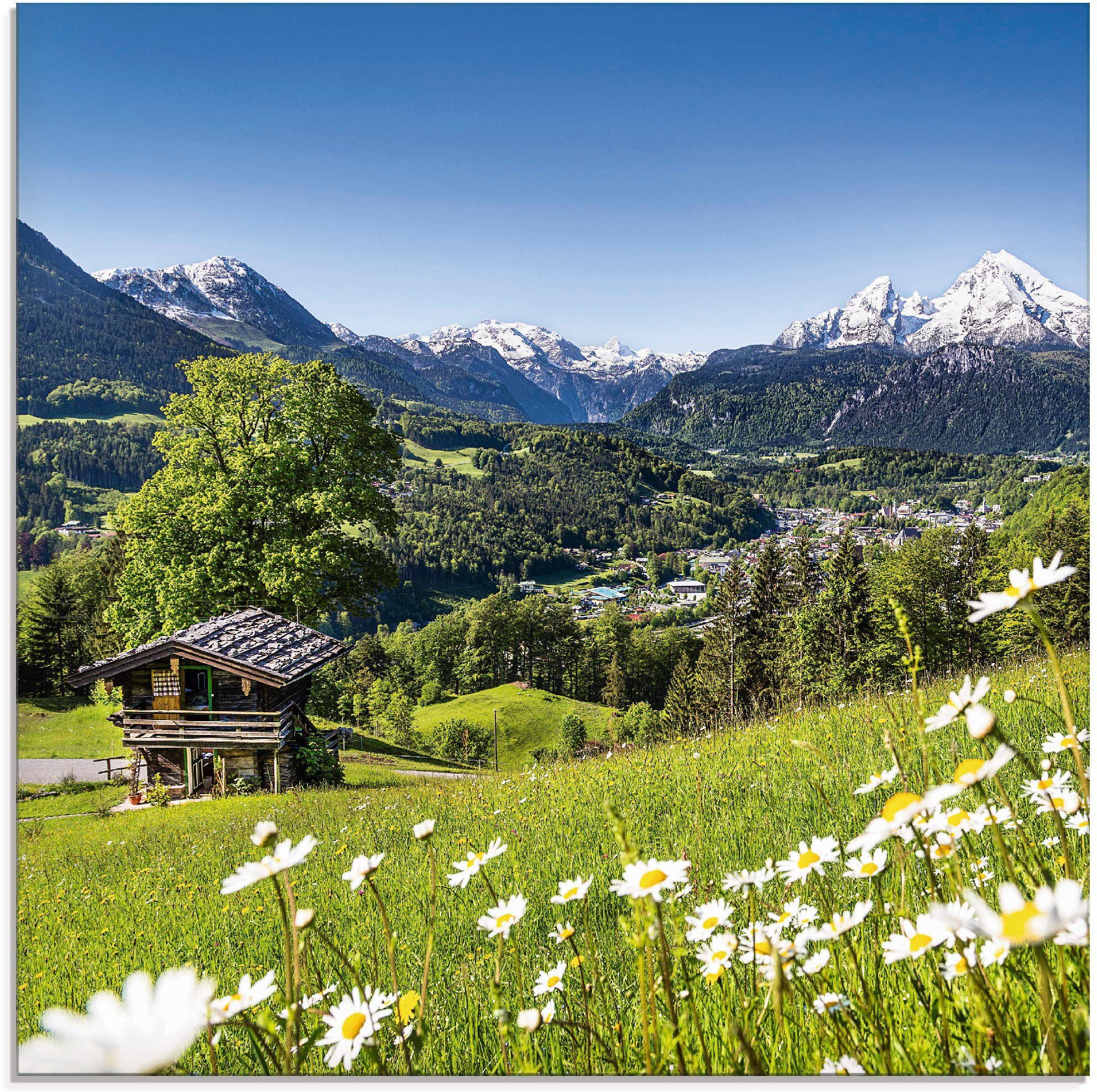 Bayerischen St), Glasbild Alpen, Größen verschiedenen (1 den Landschaft Artland Berge in in