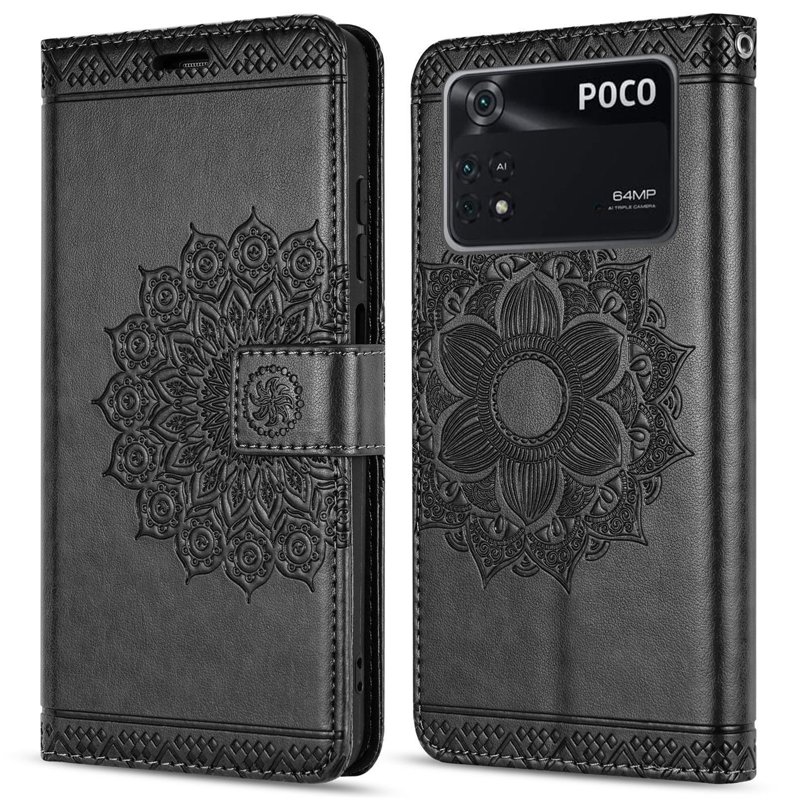 betterfon Handyhülle Handytasche für Xiaomi POCO M4 Pro 4G Klapphülle, Wallet Case mit Kartenfächern Magnetverschluss und weicher Innenhülle