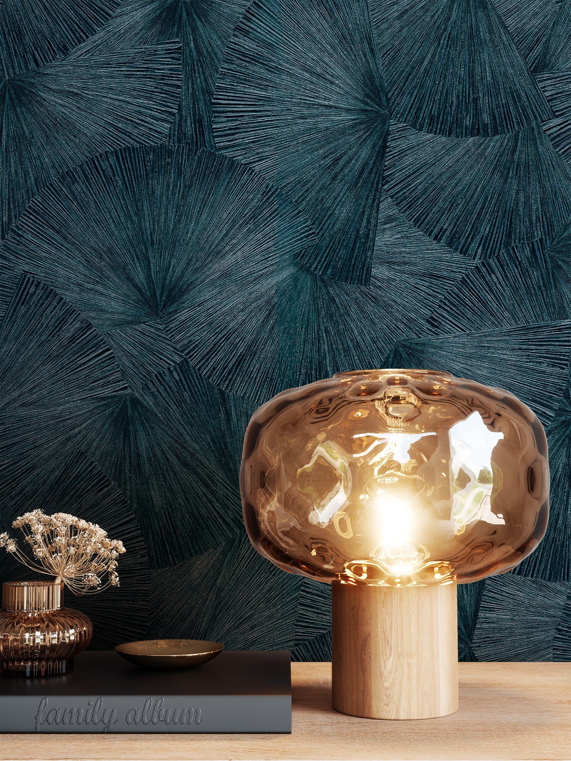 Newroom Vliestapete, Blau Tapete Glamour Glänzend günstig online kaufen