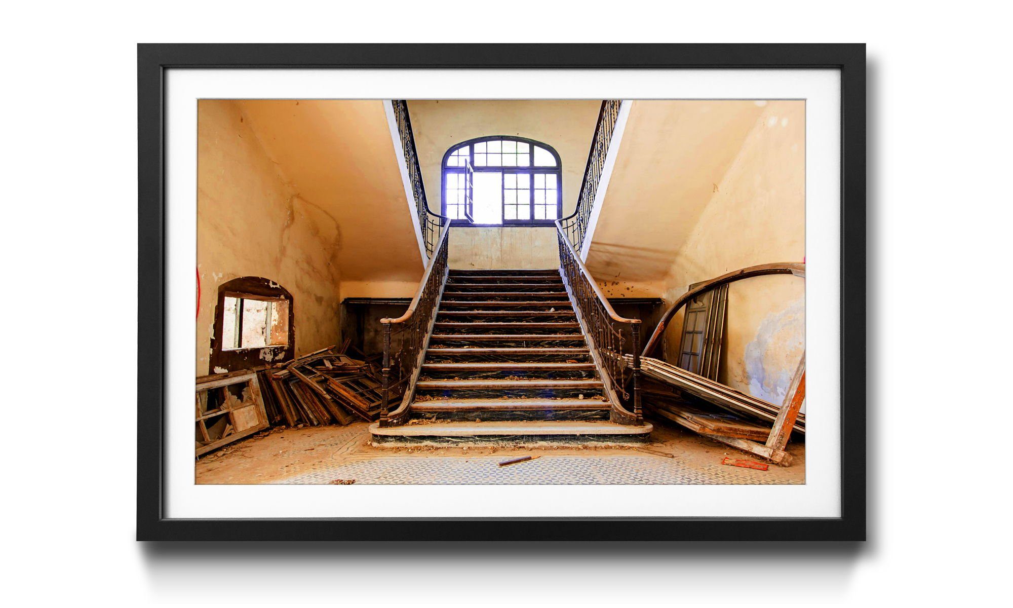 WandbilderXXL Bild mit Rahmen Stairway to Time, Lost Place, Wandbild, in 4 Größen erhältlich | Bilder