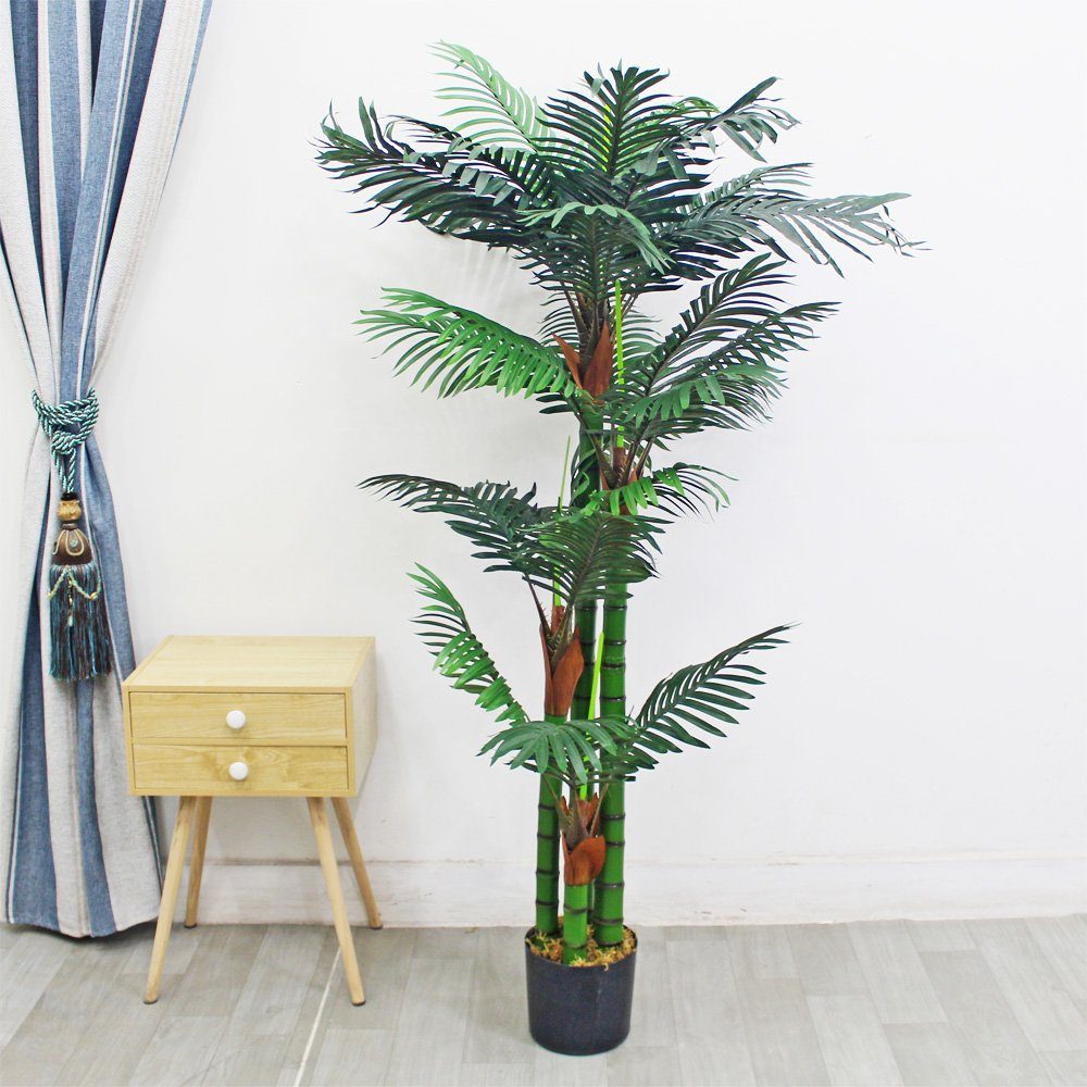 Kunstpalme Palme Palmenbaum Arekapalme Kunstpflanze 150 cm, Pflanze Künstliche Decovego, Höhe 150 cm