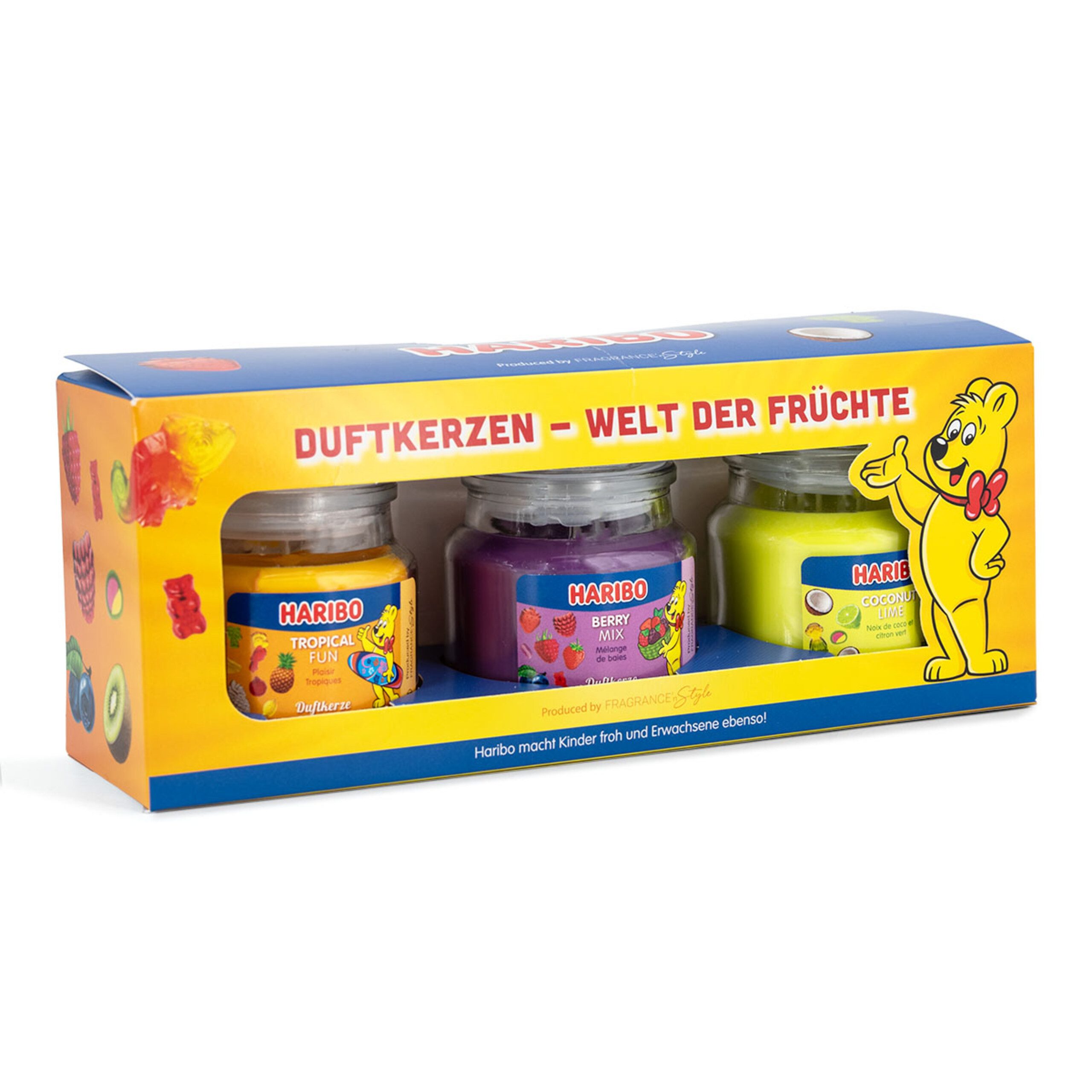 HARIBO Duftkerze Haribo™ Duftkerzen Geschenkset (3er Set), Welt der Früchte günstig online kaufen