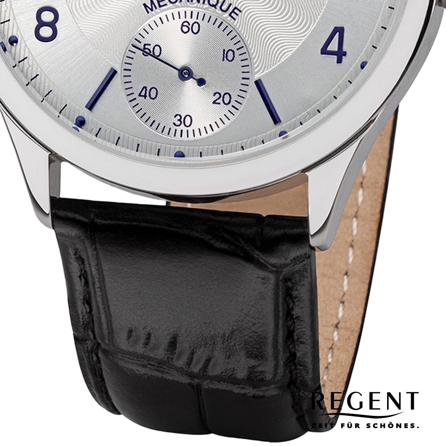 Herren Armbanduhr Analoganzeige, Armbanduhr Regent rund, Regent (ca. Herren Lederbandarmband 42,5mm), Quarzuhr groß