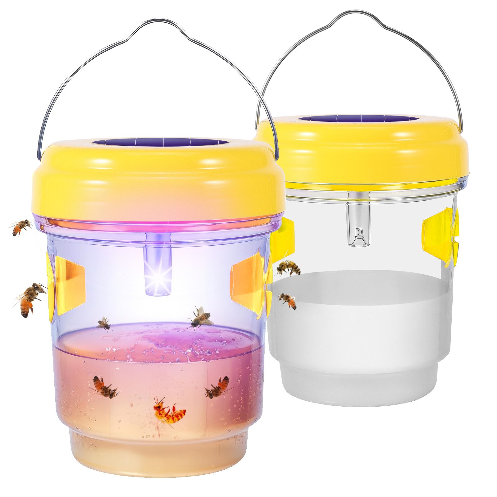 Wespennestattrappe 2 Stück Solar-LED-Insektenfalle, Wespenfallen Outdoor Hängend