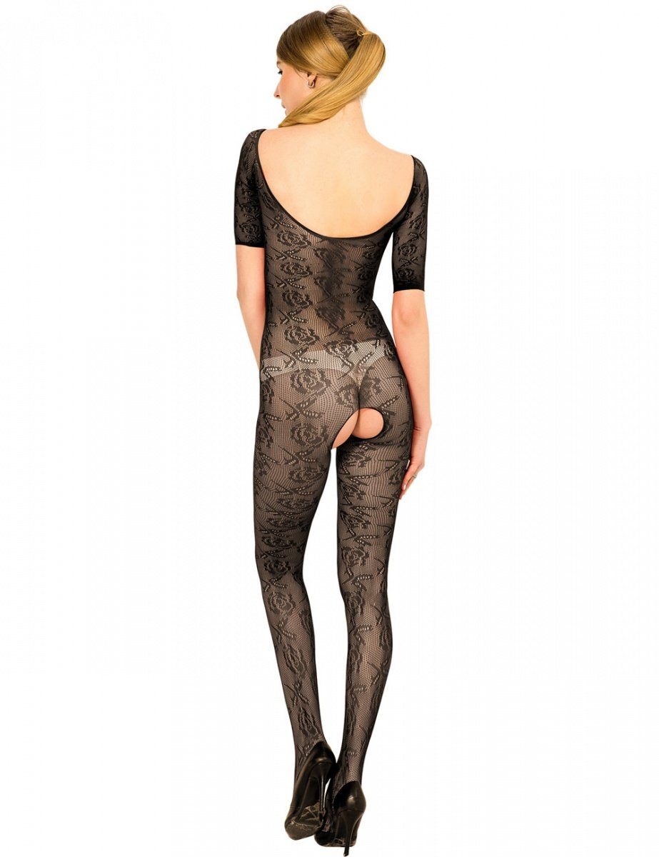 Lau-Fashion Bodystocking Fashion Nylon Catsuit Netz Overall Stocking Spitze Reizwäsche S/M/L