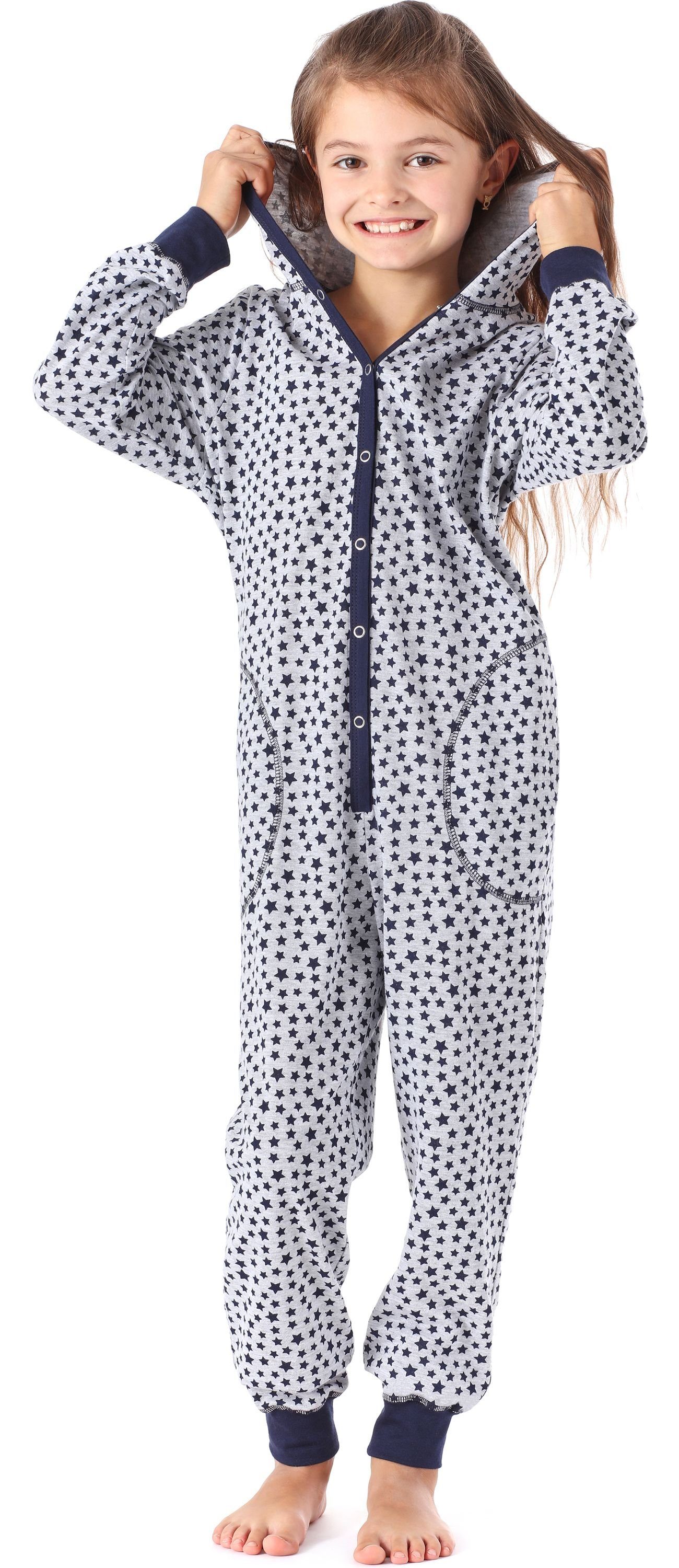 Merry Style Schlafanzug Mädchen mit Sterne MS10-223 Kapuze Schlafoverall Melange