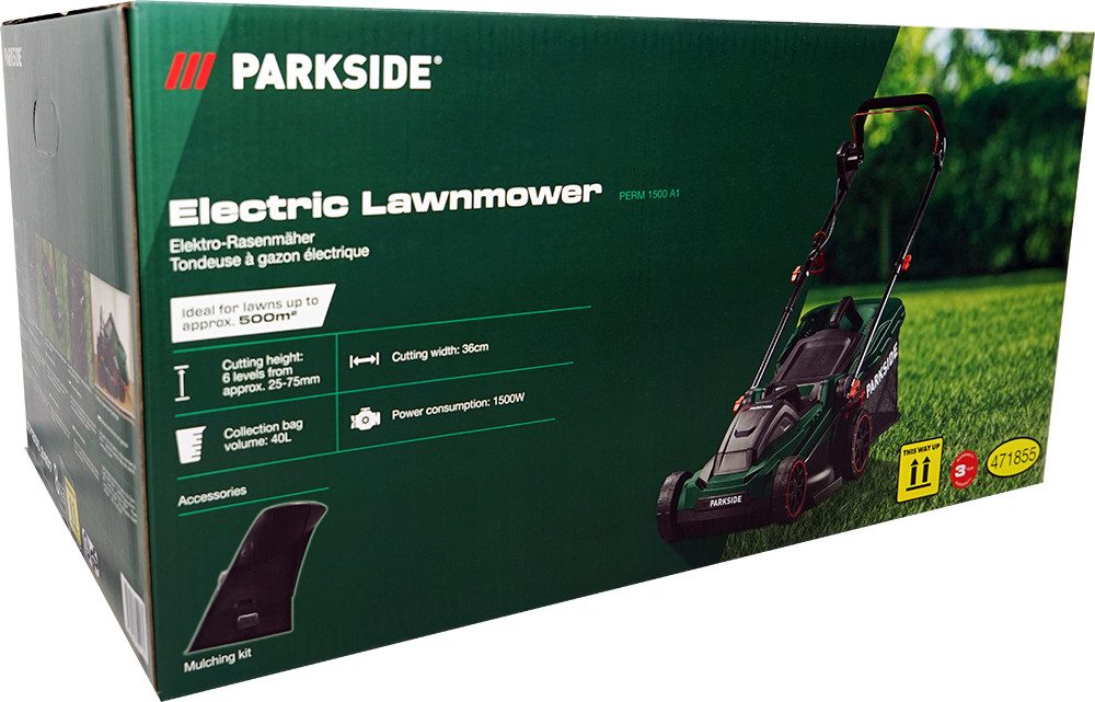 Parkside Elektrorasenmäher Elektro Rasenmäher PERM 1500, günstig online kaufen