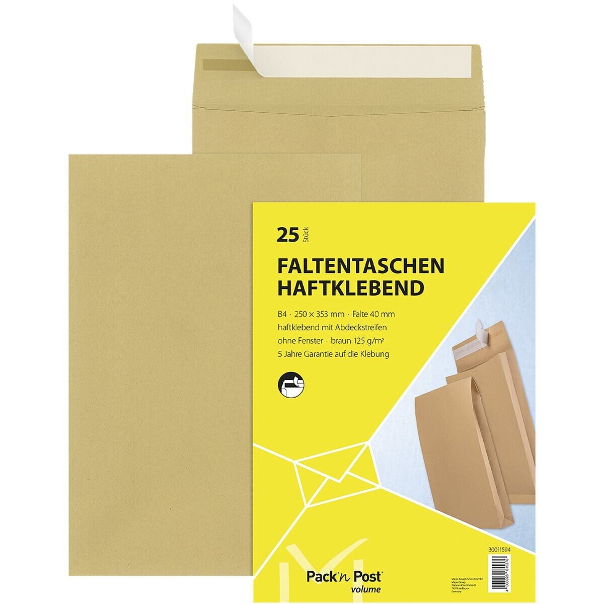 MAILMEDIA Versandtasche, DIN B4, ohne Fenster, Seitenfalte/Steh-/Klotzboden, Haftklebung