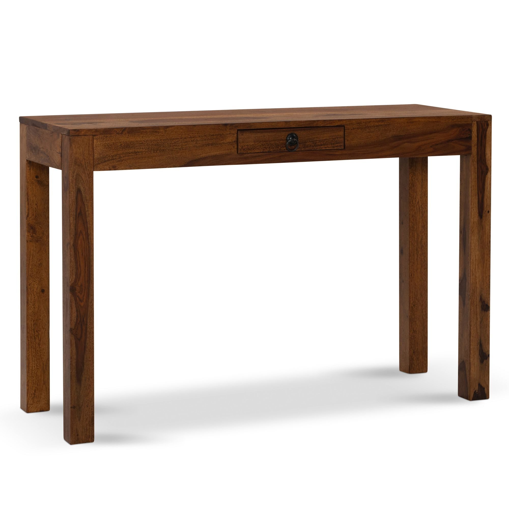 FINEBUY Schreibtisch FB101359 (118x40x76 cm Massivholz mit Schublade), Computertisch Home Office, Bürotisch Schlafzimmer