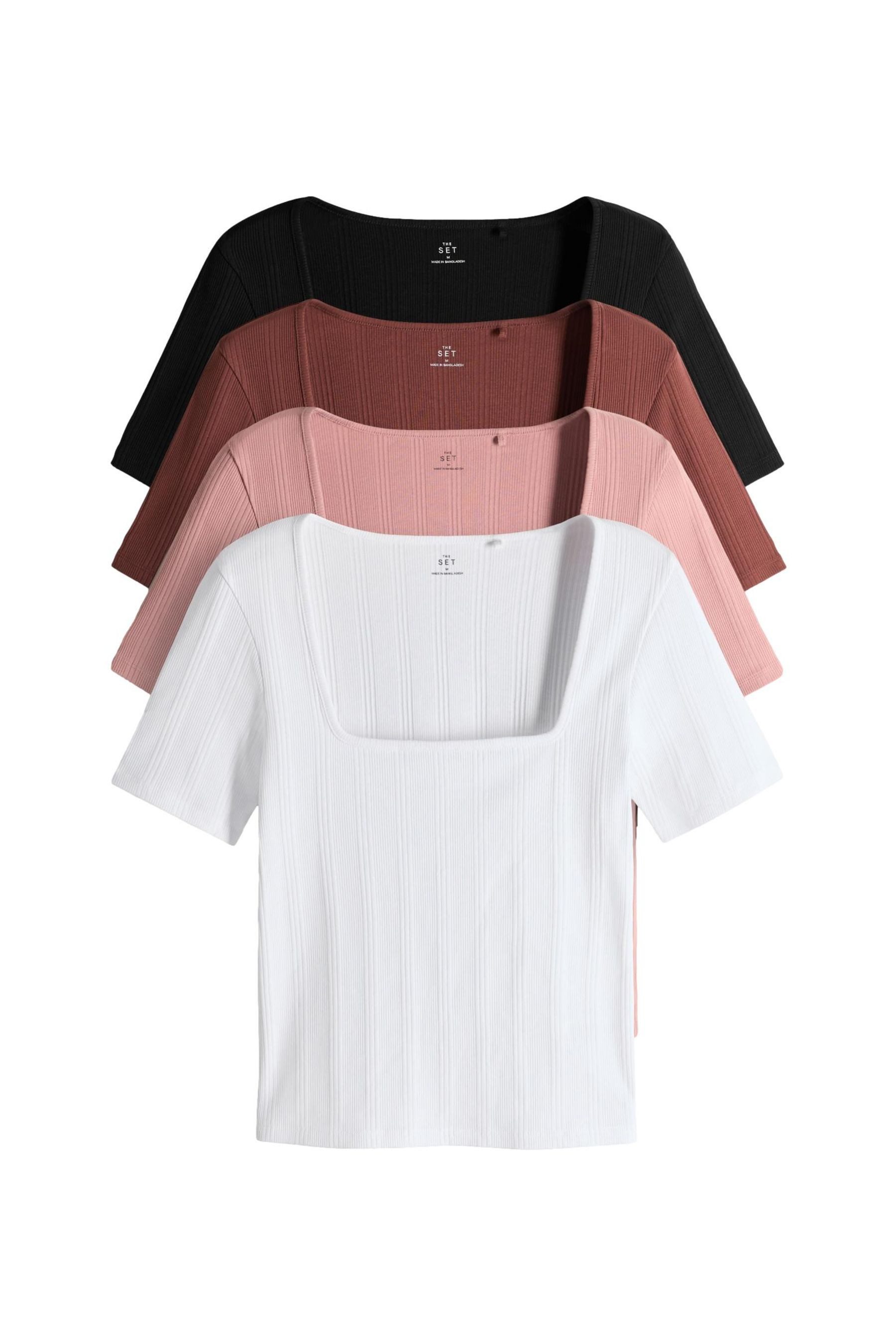 The Set T-Shirt The Set T-Shirts mit Rippenstruktur, 4er-Pack (4-tlg) günstig online kaufen