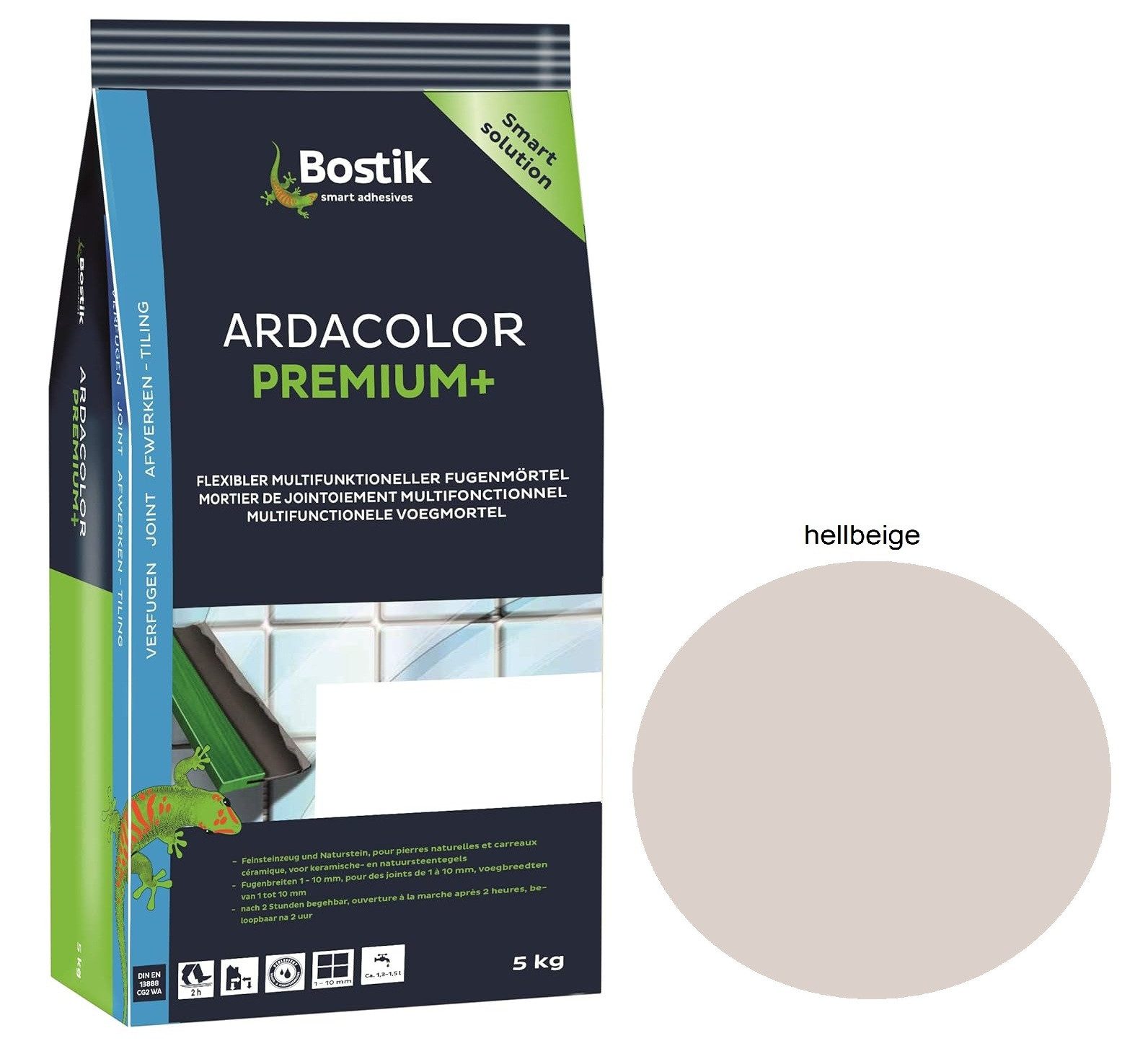 BOSTIK Fugenmörtel Bostik Ardacolor Premium Fuge plus 5Kg hellbeige Fliesen Fugenmörtel, 5 kg, brillante Farbgebung