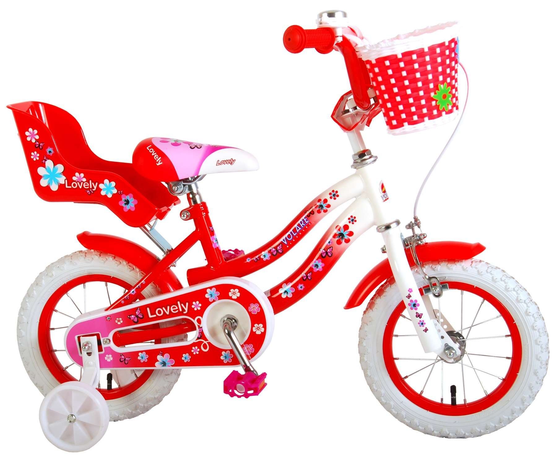 Weiß 12 LeNoSa Fahrrad - Rot Kinderfahrrad Fahrradkorb / Zoll Puppensitz & Mädchen