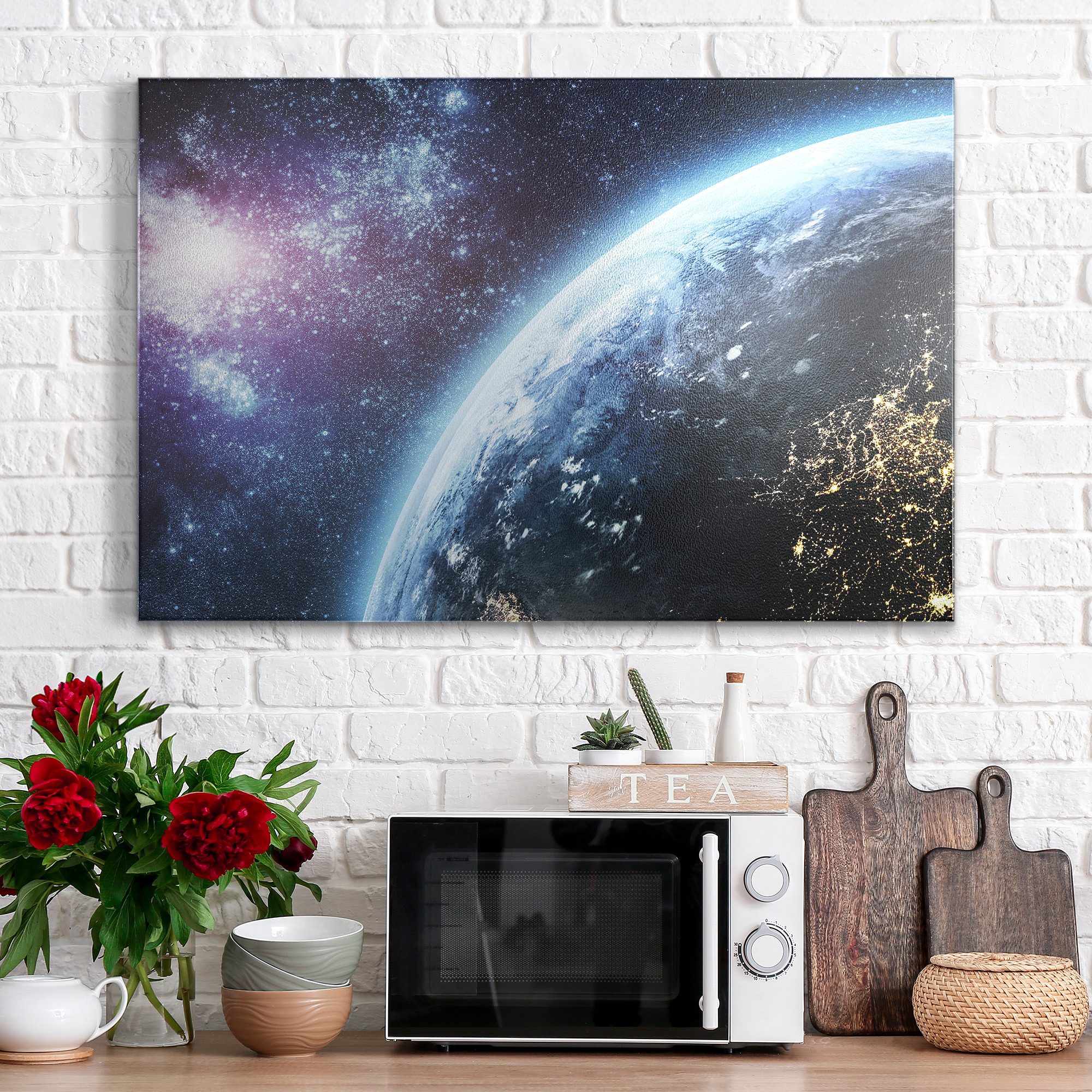 DEQORI Magnettafel 'Blick aus dem All', Metall Whiteboard für alle Magnete, Magnetboard magnetisch