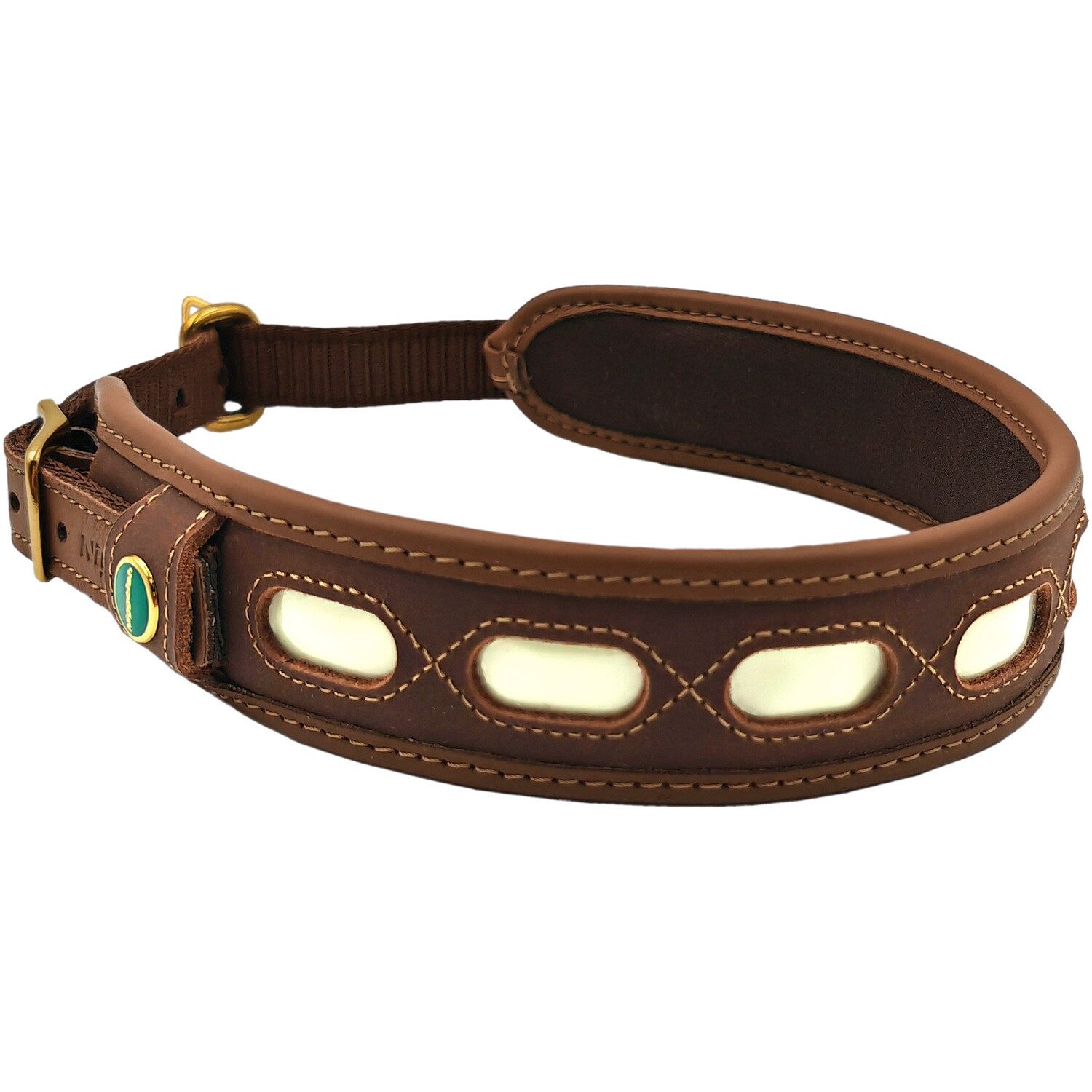 Niggeloh Hunde-Halsband Lederhalsung Lichtblick