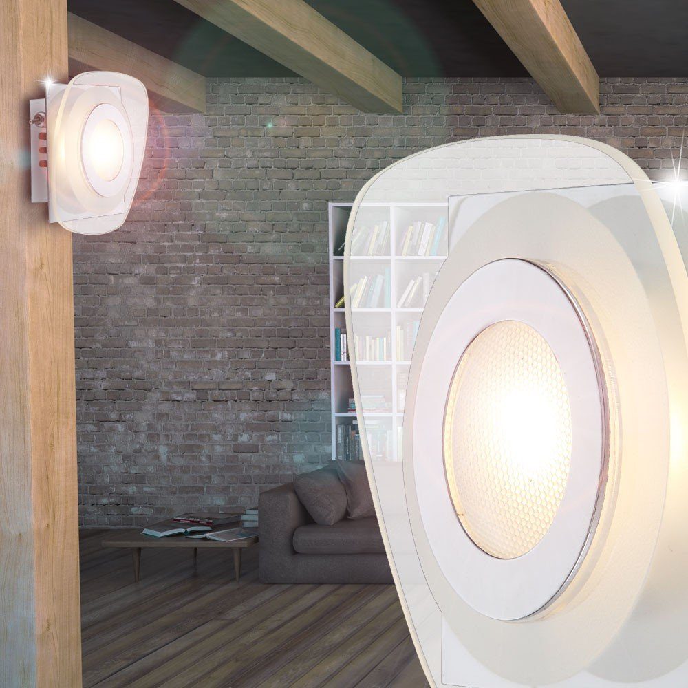 Wand Warmweiß, Globo Leuchte LED Lampe 3 Design Chrom inklusive, Glas Wandleuchte, LED Lobby Leuchtmittel Treppenhaus Watt