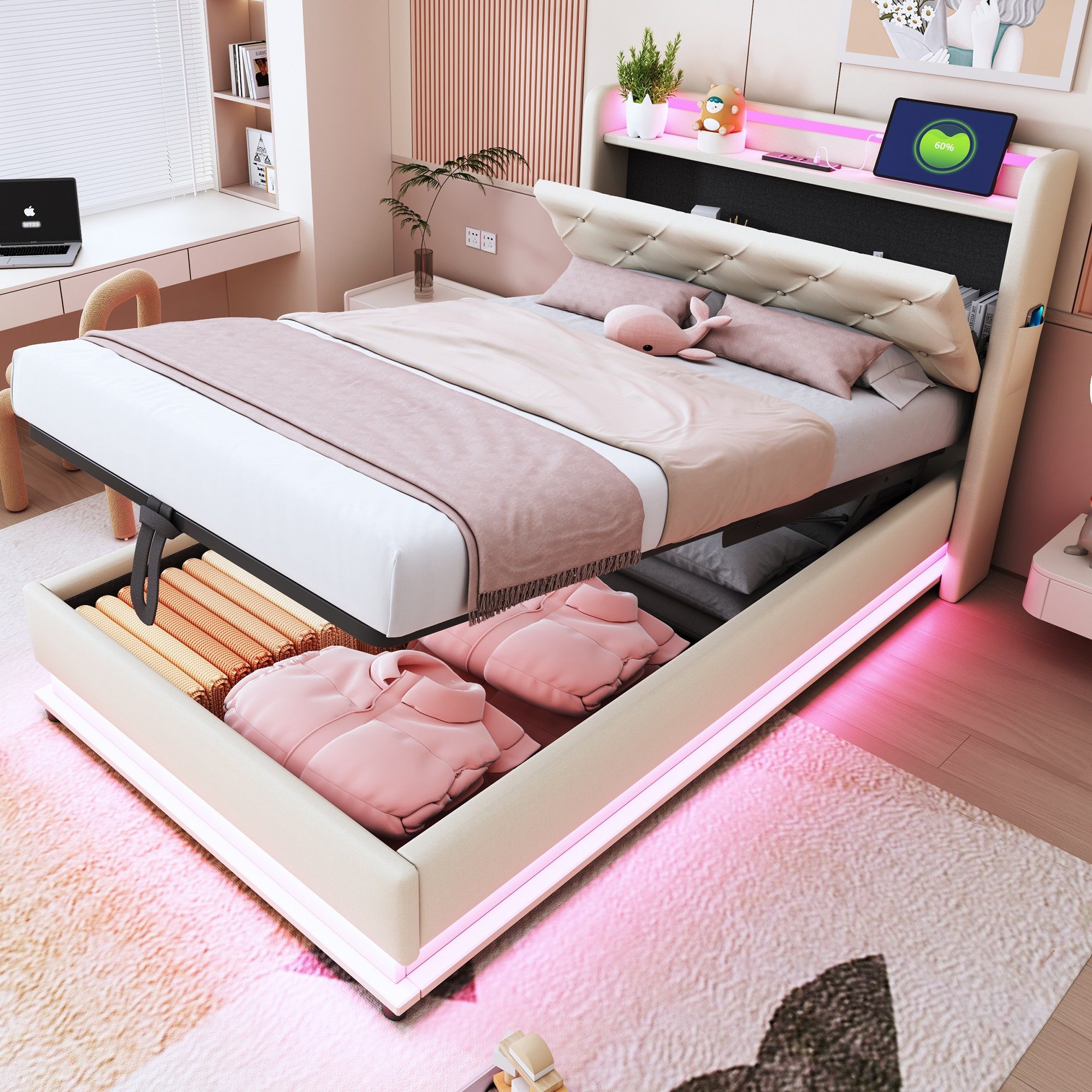 BlingBin Polsterbett Funktionsbett Stauraumbett (Einzelbett, 1-tlg., günstig online kaufen