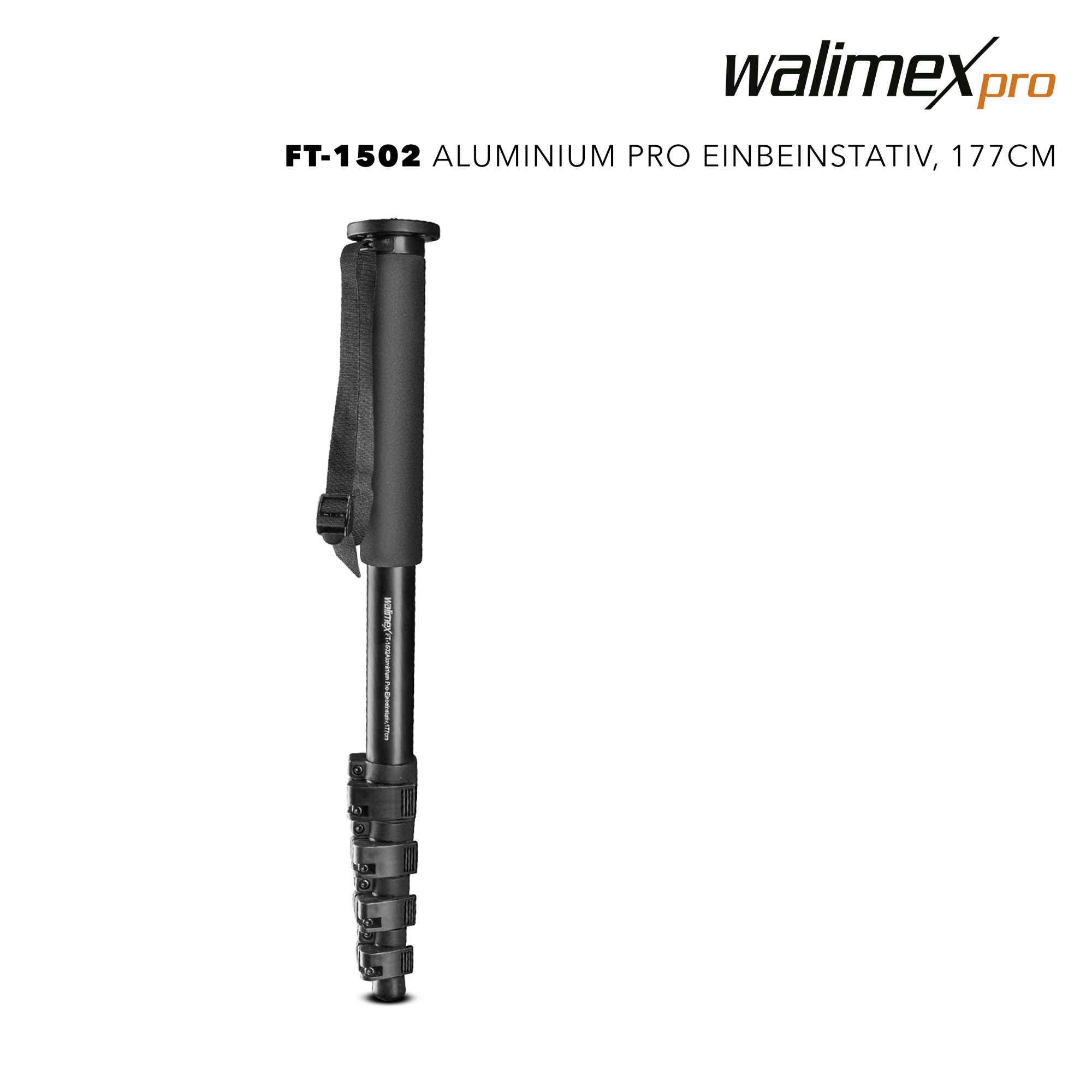 walimex FT-1502 Aluminium Pro Einbeinstativ 177cm Einbeinstativ