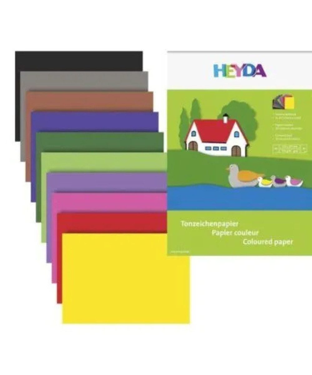 Heyda Kraftpapier Heyda Tonpapier A4 130g/m² 20 Blatt matt, Heyda Tonpapier, farblich sortiert, 130 g/qm, 20 Blatt