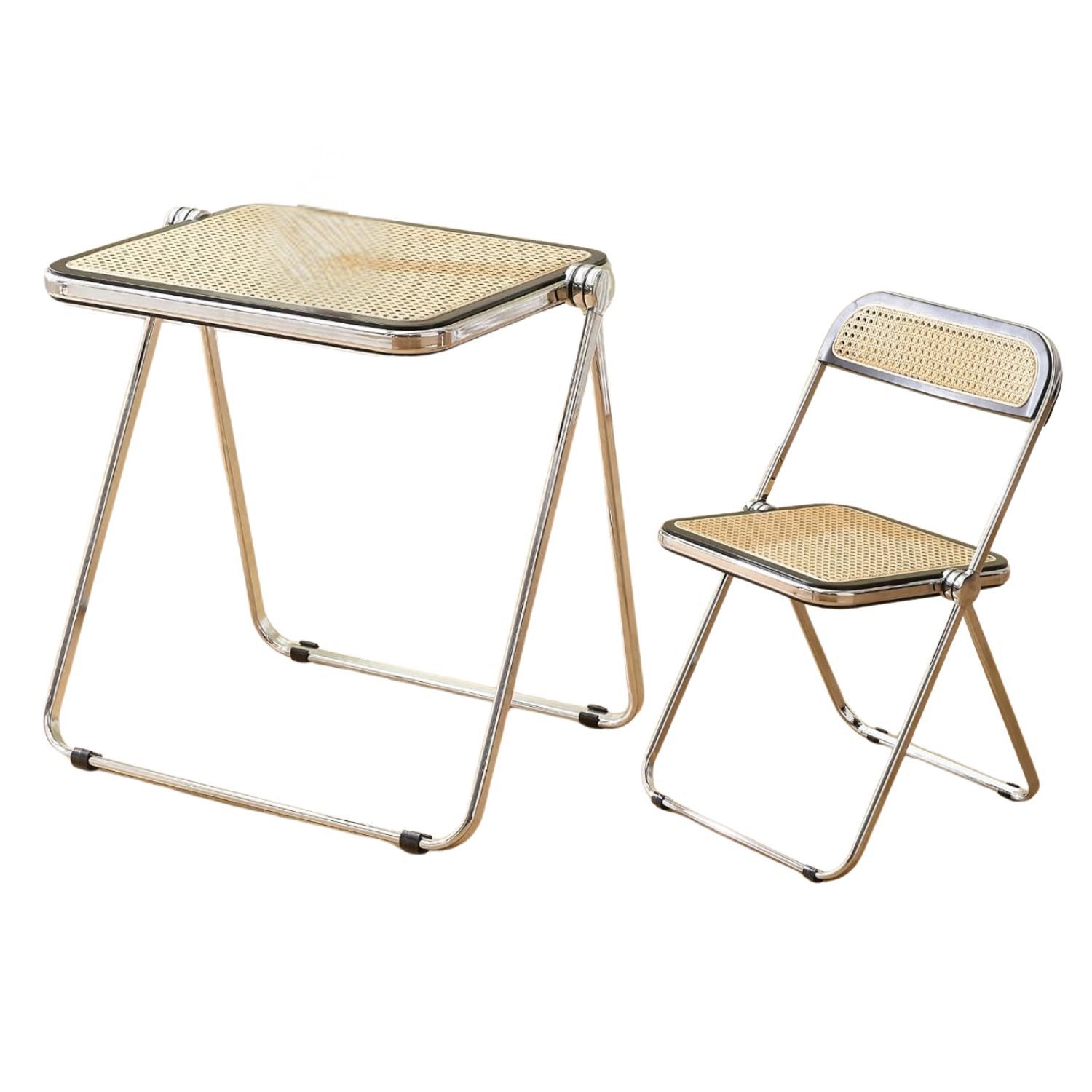 WAHSON OFFICE CHAIRS Essgruppe 2er Set klappbare Rattan-Essgruppe:Klapptisch+Klappstuhl,platzsparend