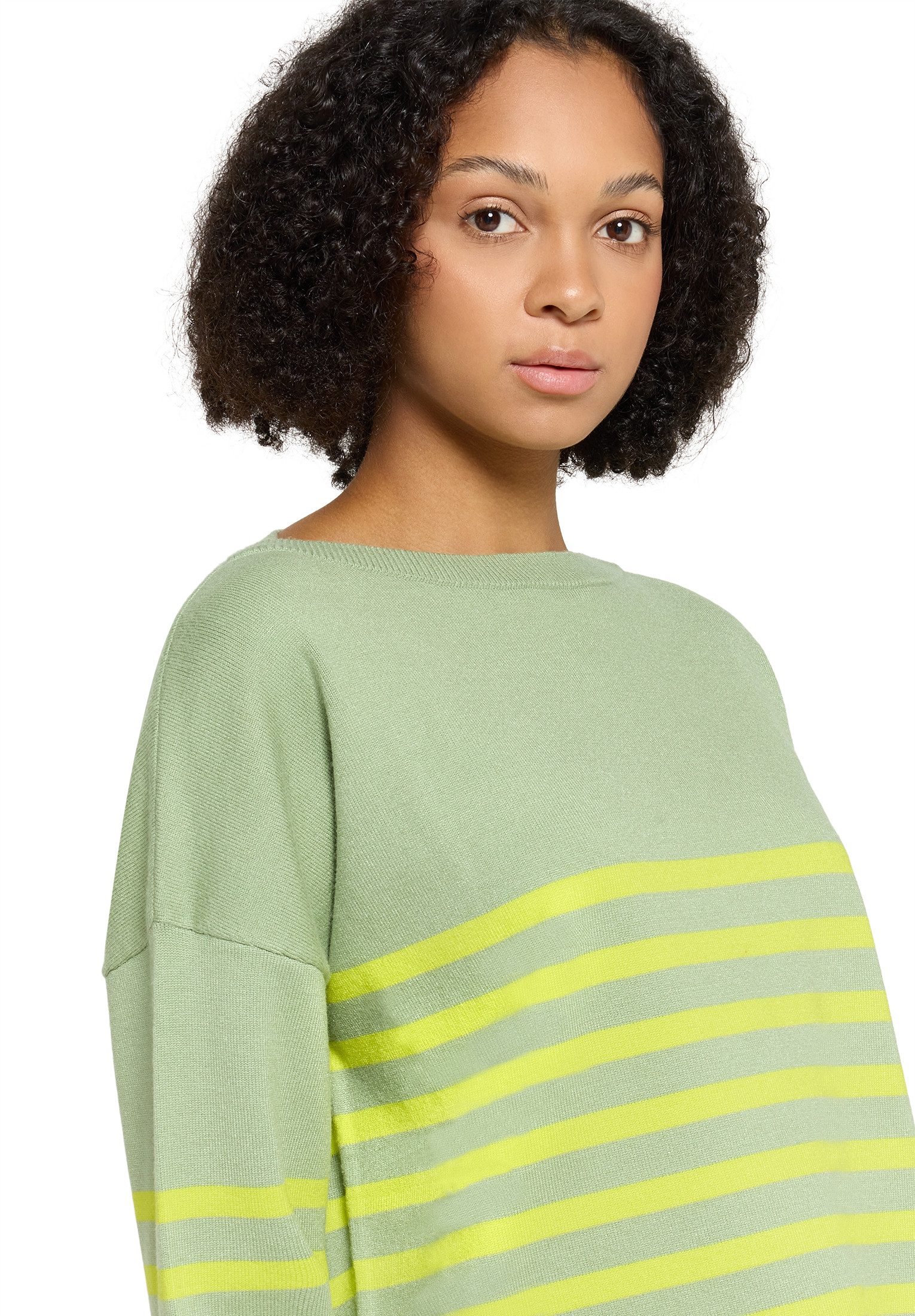 Cartoon Strickpullover Damen mit U-Boot-Ausschnitt (1-tlg)