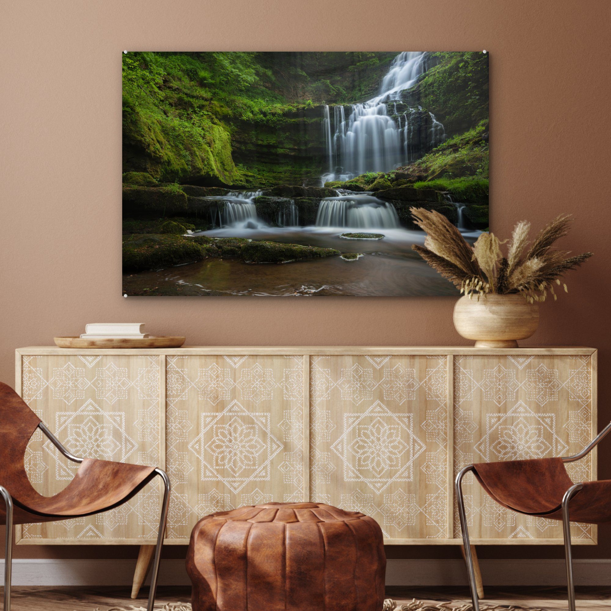 St), im Yorkshire MuchoWow Acrylglasbild Schlafzimmer in Wasserfälle (1 Wohnzimmer England, National Dales Park Acrylglasbilder &