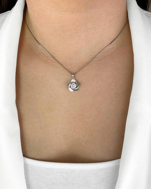 DANIEL CLIFFORD Kette mit Anhänger 'Viola' Damen Halskette Silber 925 mit Blumen-Anhänger (inkl. Verpackung), 45cm Silberkette mit Zirkonia Kristall, haut- und allergiefreundlich