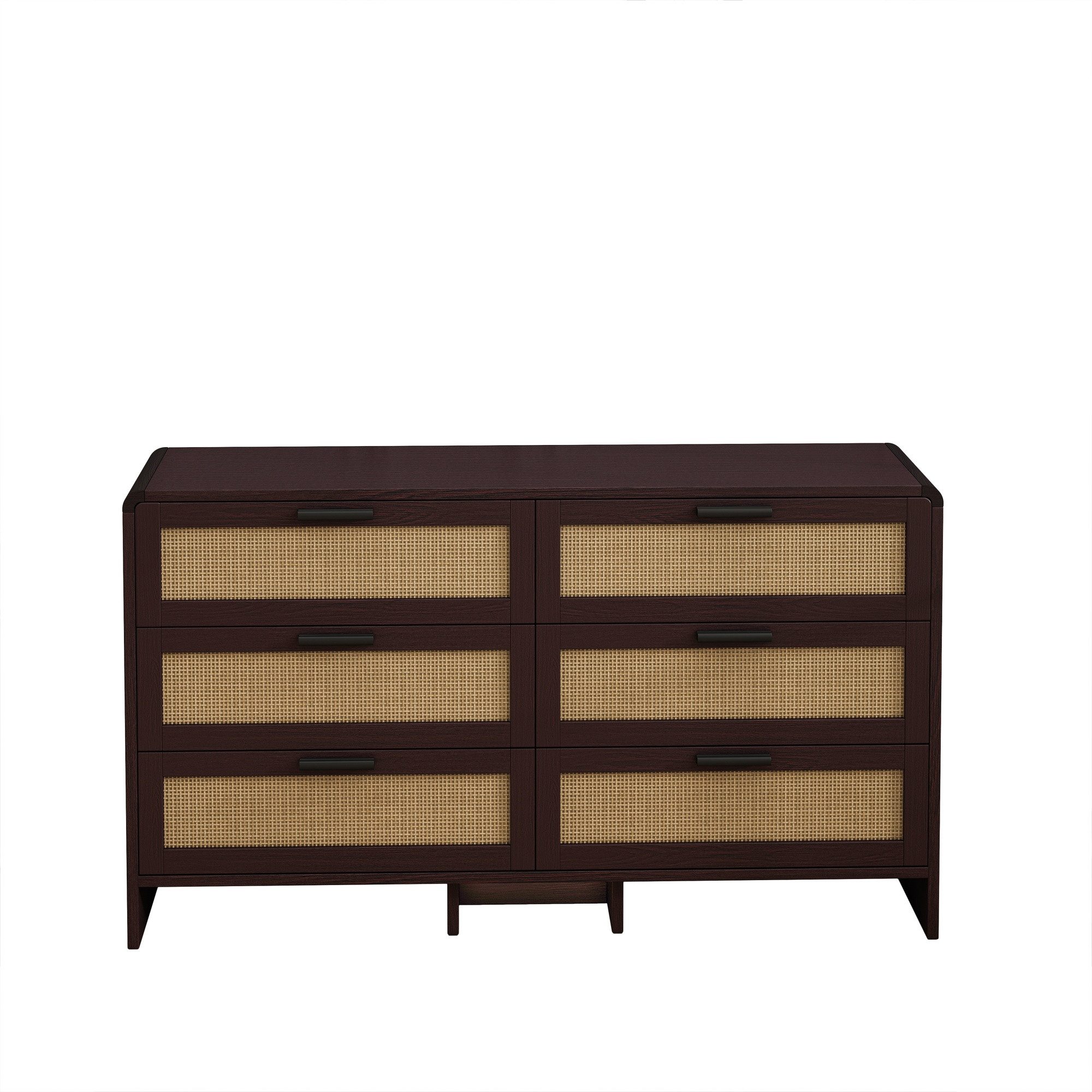 IDEASY Schubkastenkommode Bogenförmiger Rotang-Eckschrank 130cm, 6 Schubladen